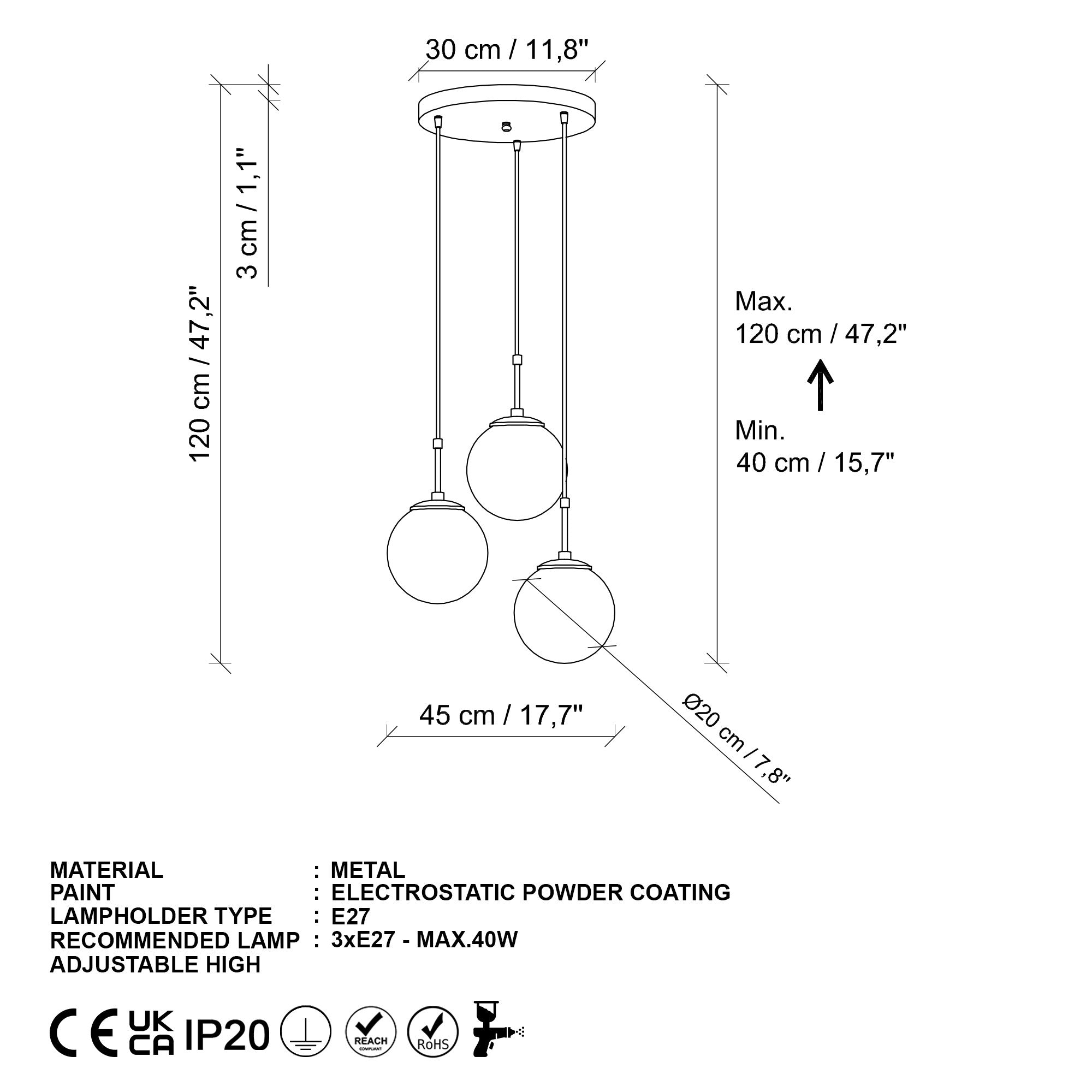 Candeeiro de Teto  - Orbıtal - Preto