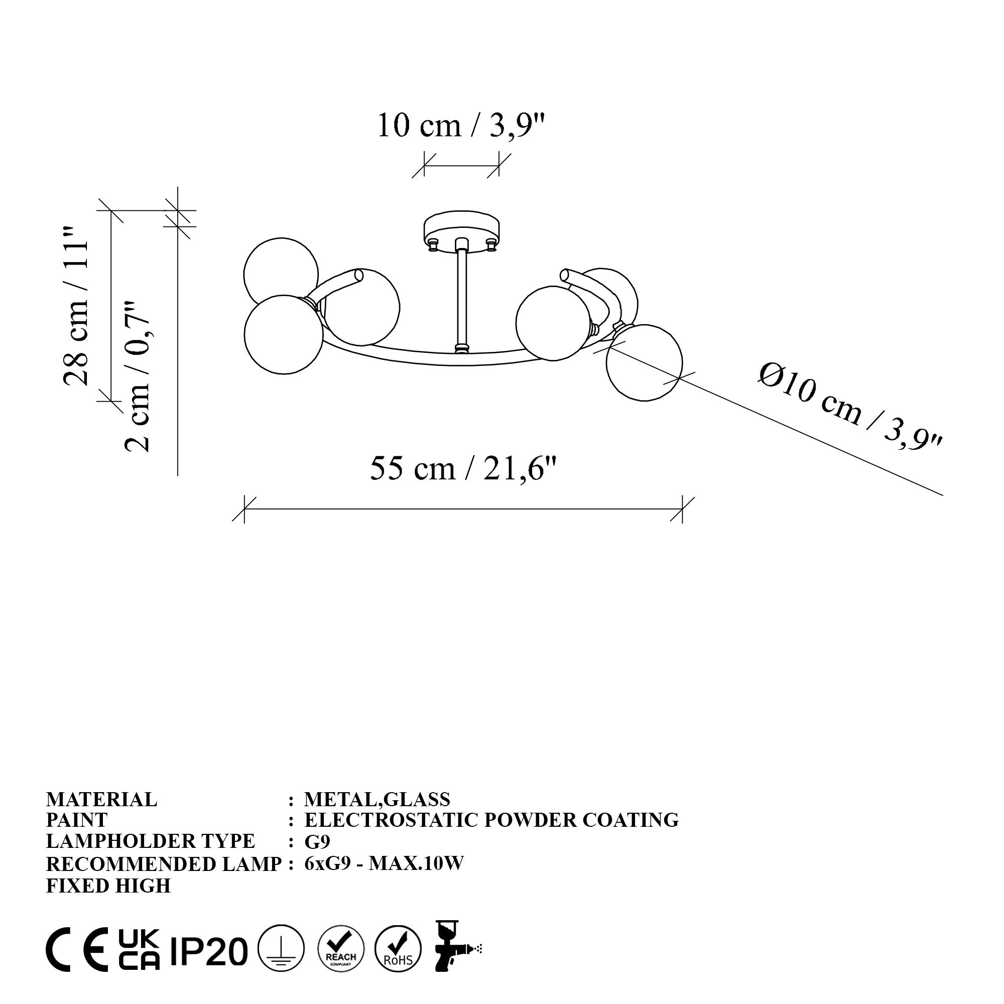 Candeeiro de Teto  - Luminar - Preto