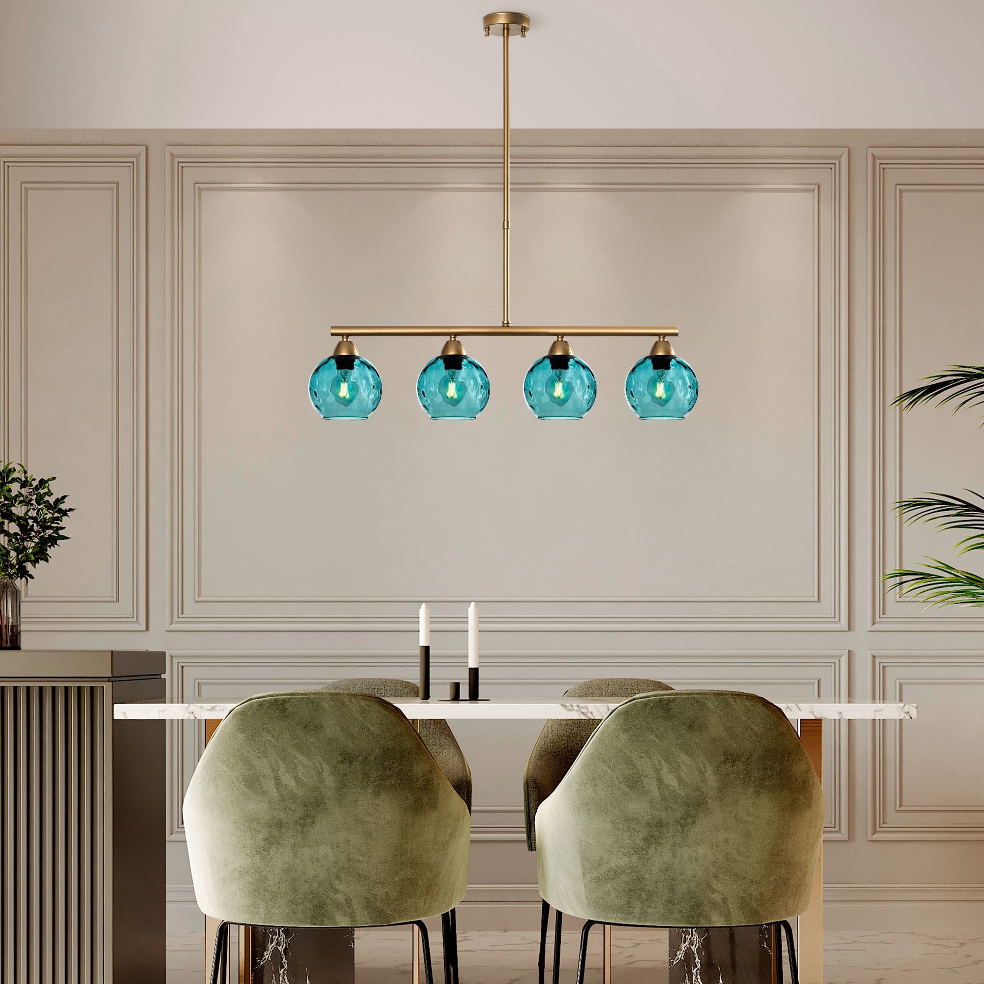 Candeeiro de Teto  - Benek - Azul
Dourado