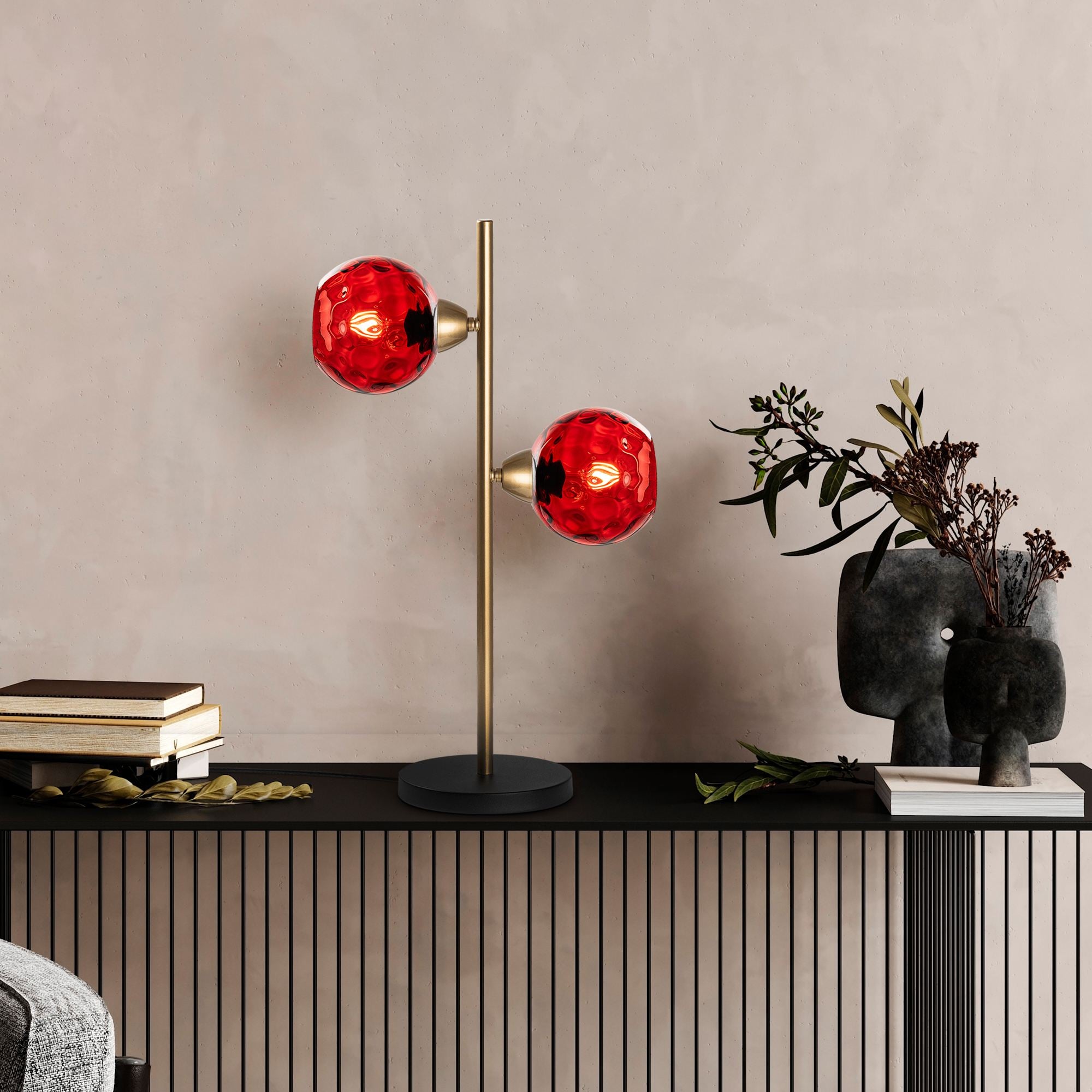 Candeeiro de mesa-Benek-Vermelho
Dourado