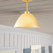 Candeeiro de Teto Dourado Elegante, Corpo em Metal, 30 cm de Diâmetro, 32 cm de Altura | Soquete E27, Máx. 40 W | Design Elegante e Nostálgico para Espaços Glamourosos