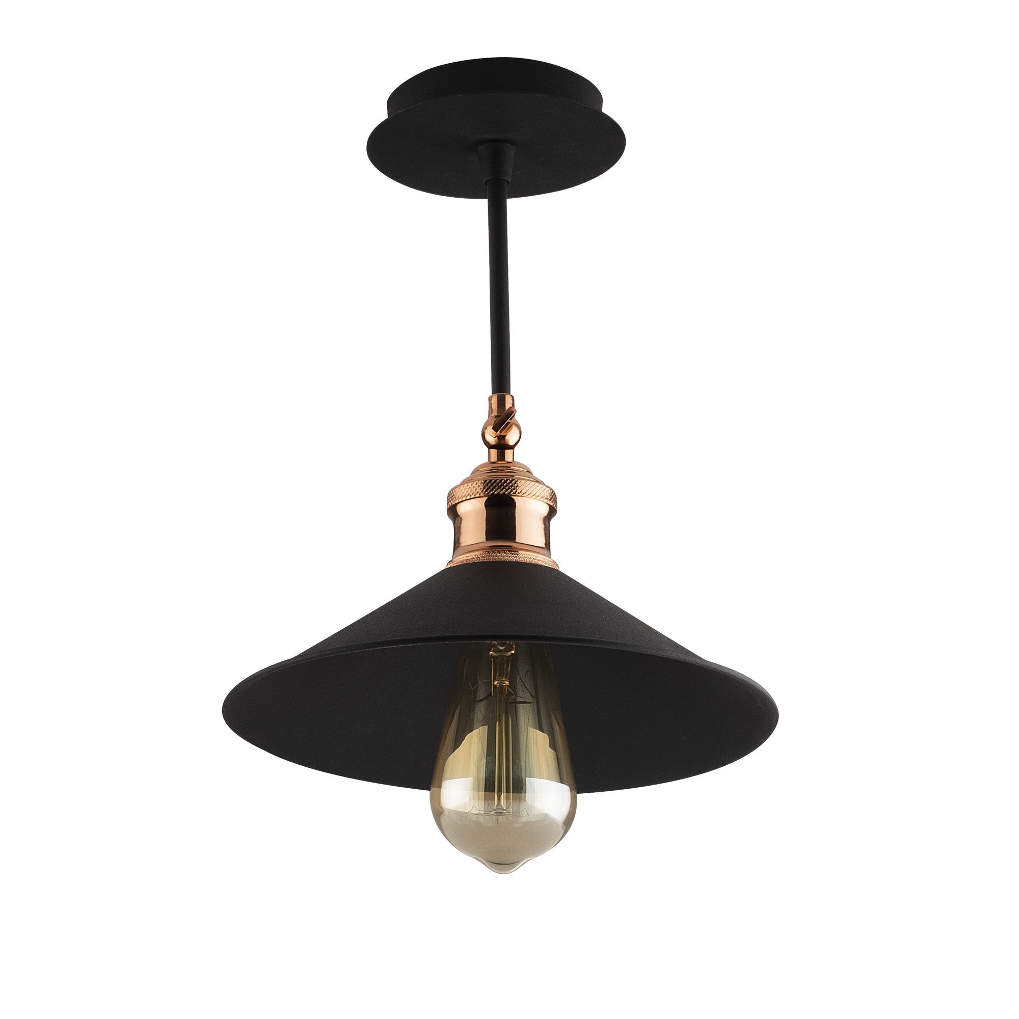 Candeeiro de Teto Preto Moderno, 24 cm de Diâmetro, Corpo em Metal, Soquete E27, 40 W Máx., IP20 | Design Industrial e Escandinavo Elegante para Decoração de Casa