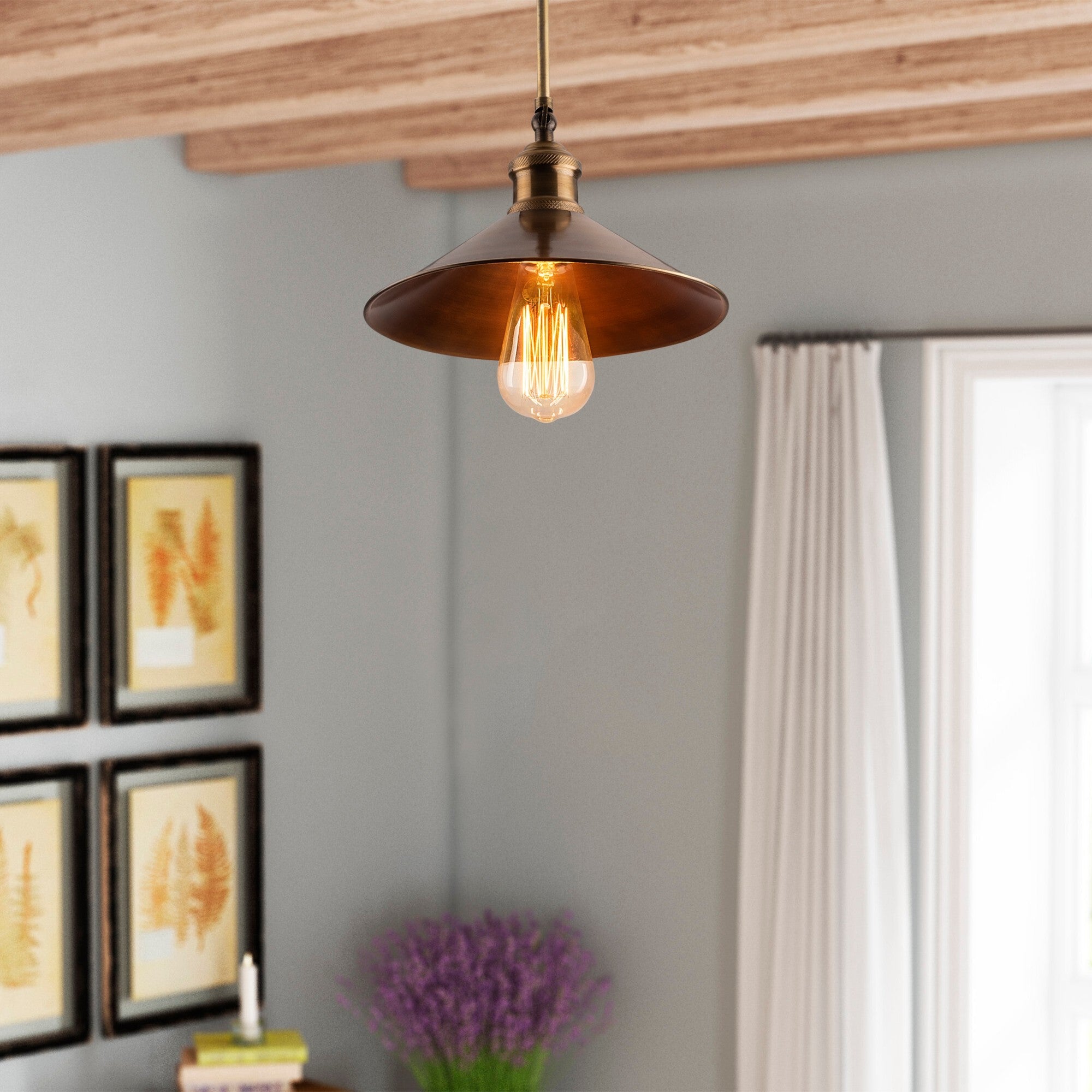 Candeeiro de Teto Vintage Escandinavo, Corpo de Metal, 24 cm de Diâmetro, 31 cm de Altura | Soquete E27, Máx. 40 W | Iluminação Elegante para Espaços Modernos