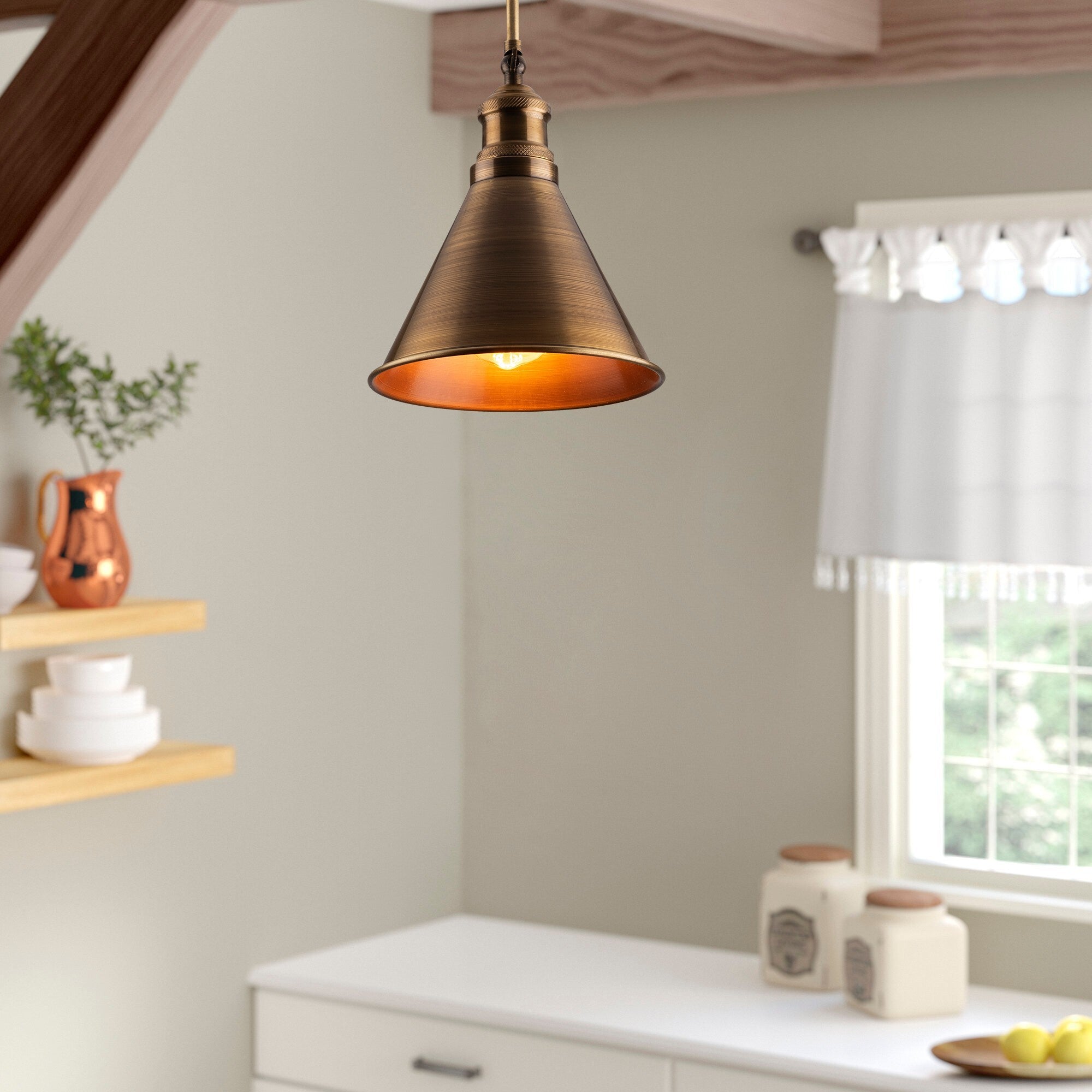 Candeeiro de Teto Vintage Elegante, 20 cm de Diâmetro, 40 cm de Altura | Corpo em Metal, Soquete E27, Design Escandinavo Moderno e Glamouroso | Perfeito para Decoração de Casa