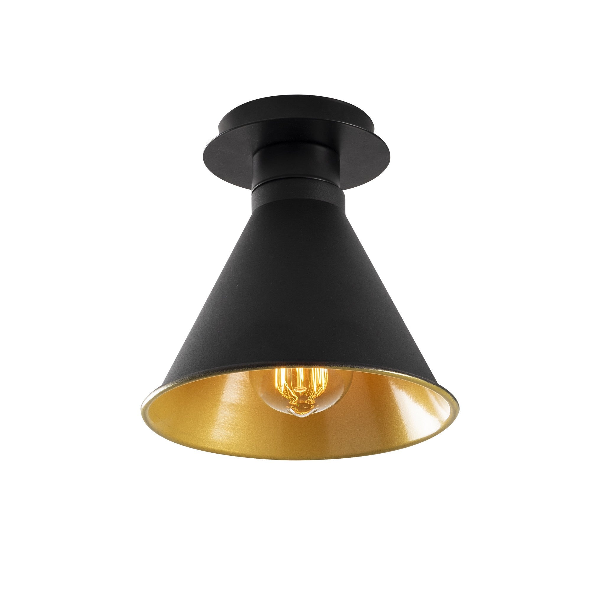 Candeeiro de Teto Preto Moderno, 20 cm de Diâmetro, 24 cm de Altura | Corpo em Metal, Soquete E27, IP20 | Design Industrial e Escandinavo Elegante para Decoração de Casa
