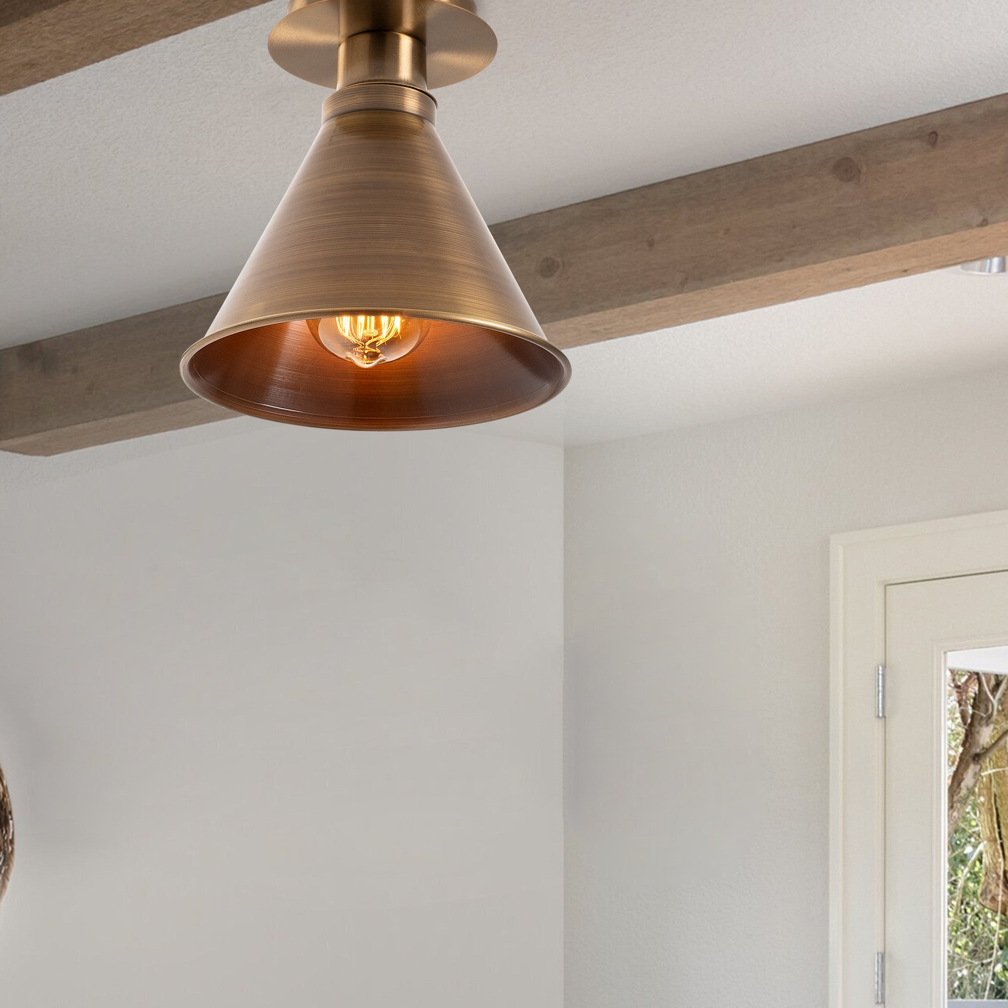 Candeeiro de Teto de cobre elegante, 20 cm de diâmetro, 24 cm de altura | Corpo de metal, soquete E27, IP20 | Design industrial moderno para decoração de casa e escritório