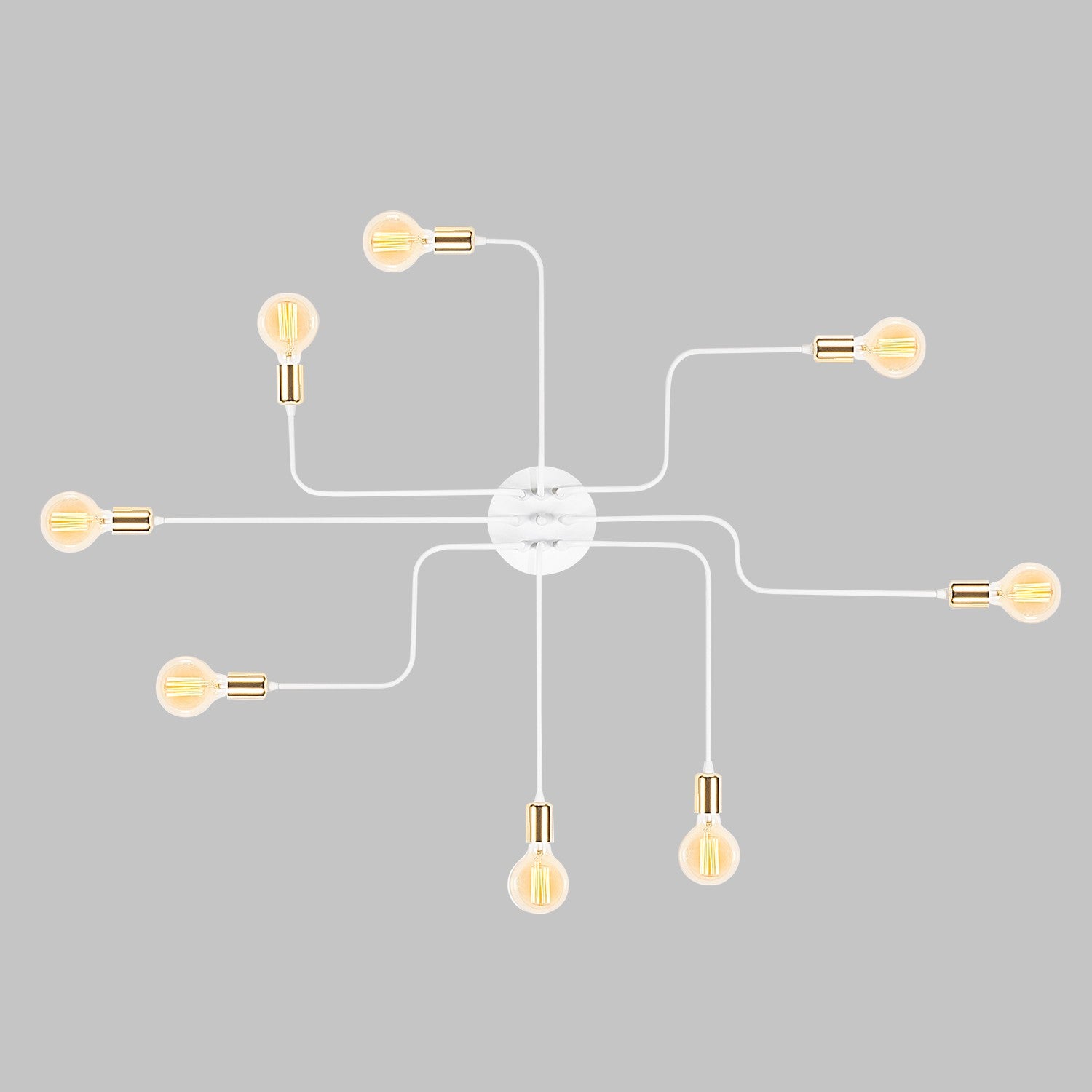 Candeeiro de Teto branco moderno, 140 cm de diâmetro, 15 cm de altura | Corpo de ferro, 8 soquetes E27, design elegante para casa e escritório | Classificação IP20, iluminação elegante