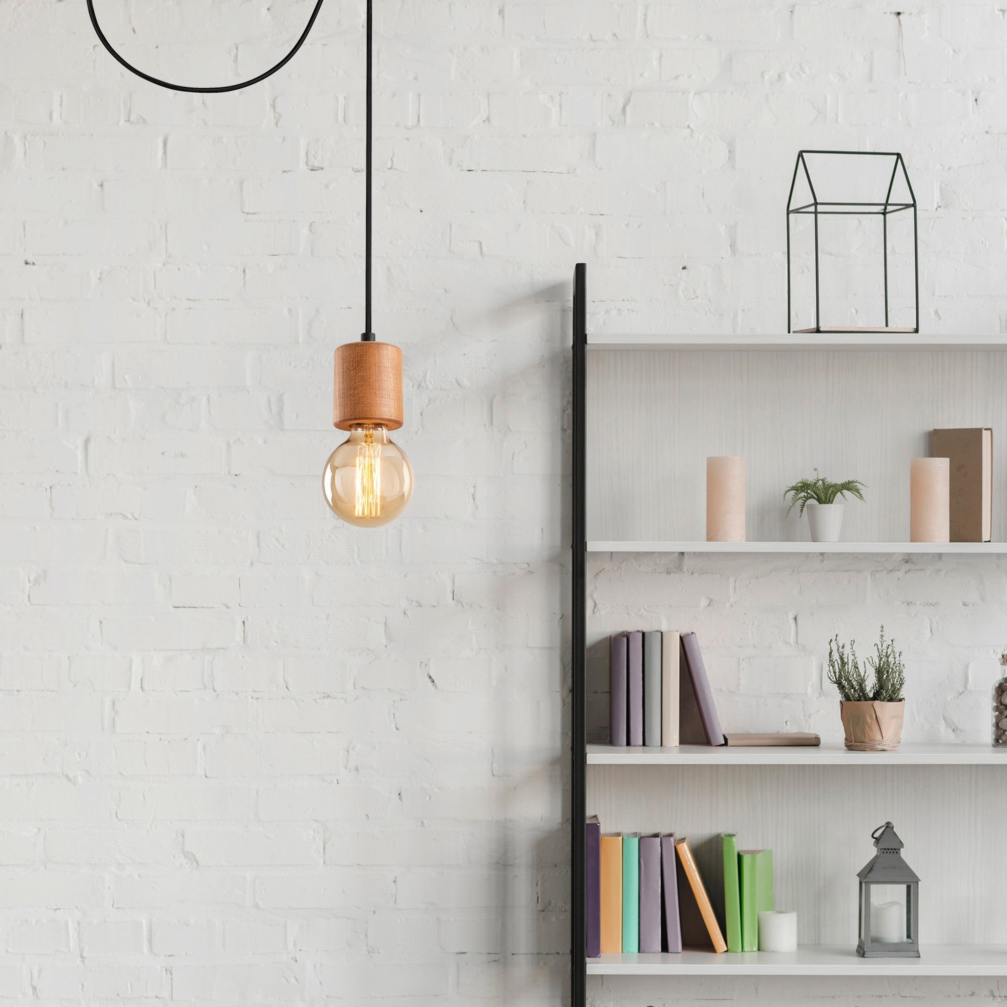 Candeeiro de Teto Preto Elegante, Corpo em Metal, 49 cm de Diâmetro, 100 cm de Altura | Altura Ajustável, Soquete E27, IP20 | Perfeito para Decoração Glamourosa