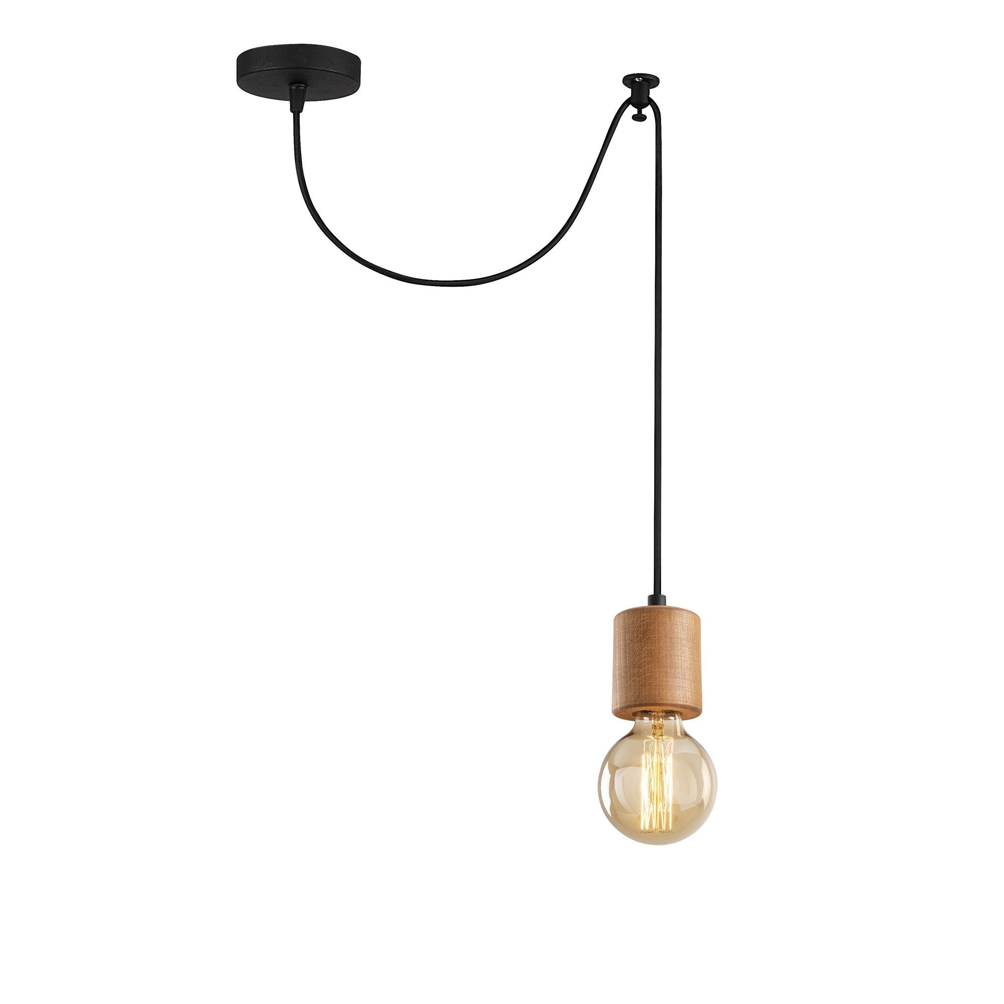 Candeeiro de Teto Preto Elegante, Corpo em Metal, 49 cm de Diâmetro, 100 cm de Altura | Altura Ajustável, Soquete E27, IP20 | Perfeito para Decoração Glamourosa