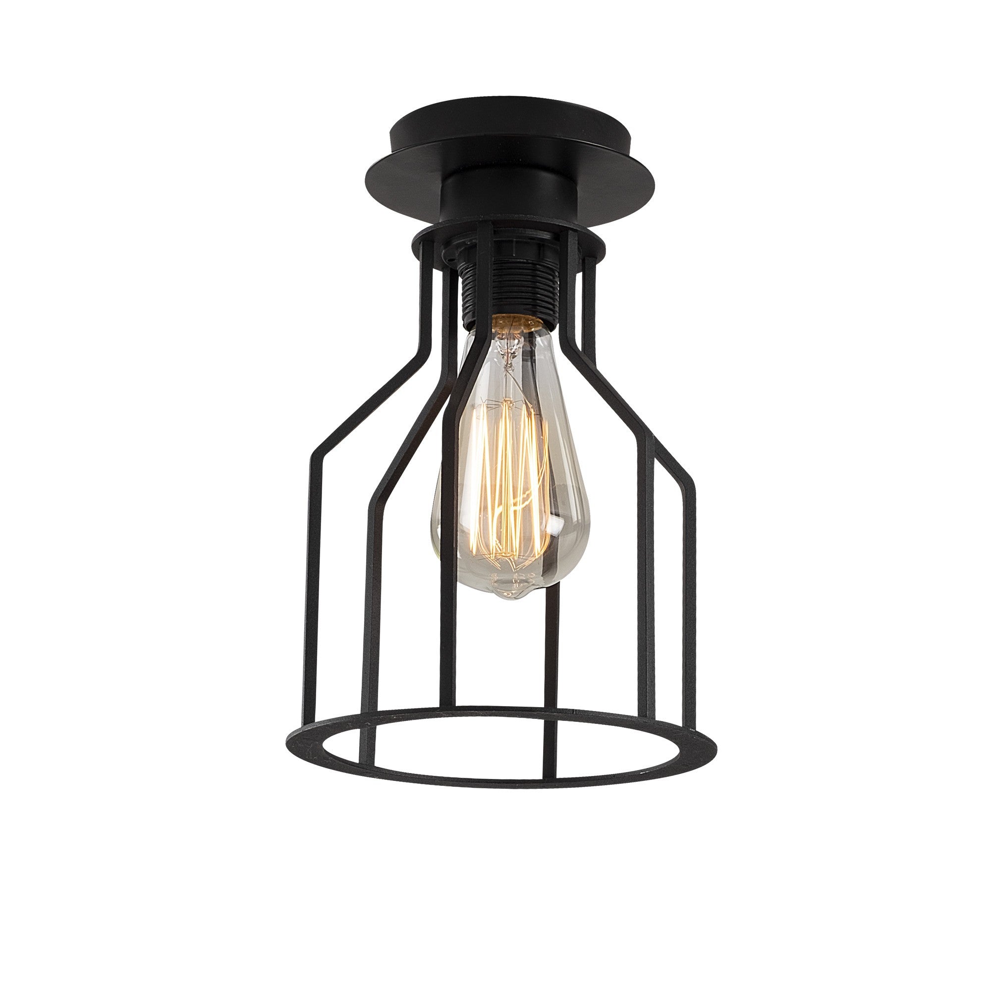 Candeeiro de Teto preto moderno, corpo de metal, 17 cm de diâmetro x 26 cm de altura | Soquete E27, máx. 40 W | Design industrial elegante para casa e escritório
