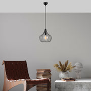 Candeeiro de Teto preto moderno, 27 cm de diâmetro, 126 cm de altura | Corpo de metal, soquete E27, cabo de 90 cm | Design industrial e escandinavo elegante para decoração de casa