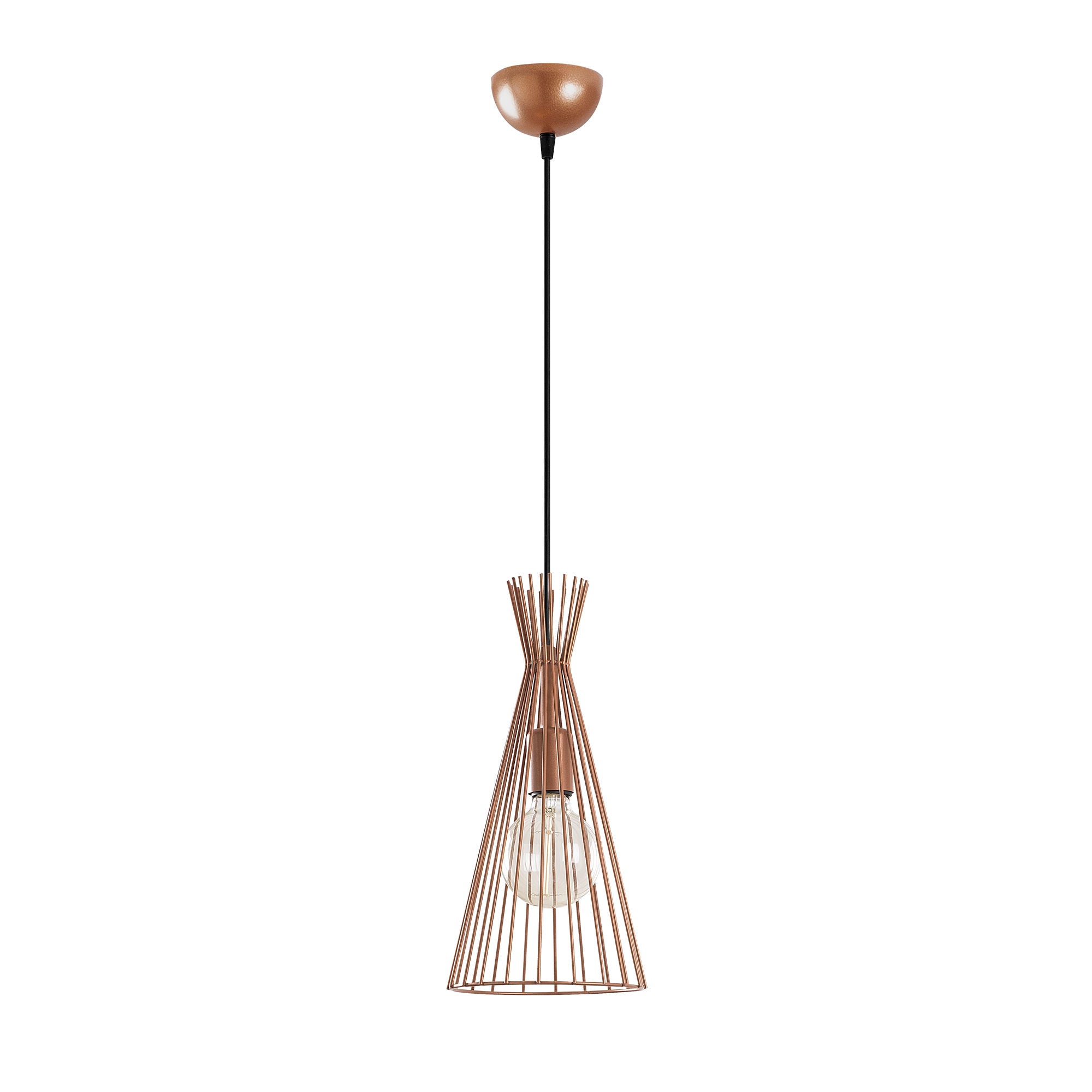Candeeiro de Teto moderno de cobre, 20 cm de diâmetro, 136 cm de altura | Corpo de ferro, soquete E27, 40 W máx. | Design industrial e escandinavo elegante para decoração de casa