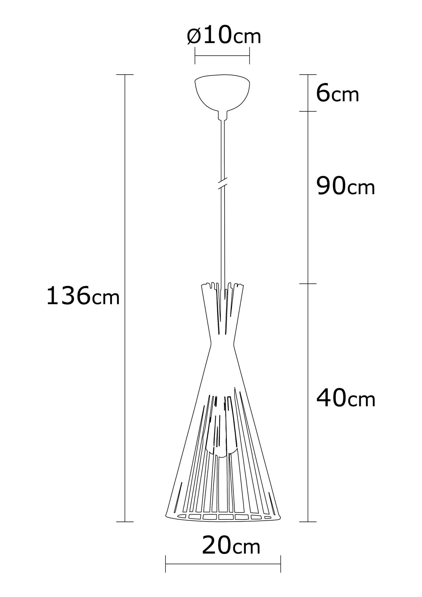 Candeeiro de Teto moderno de cobre, 20 cm de diâmetro, 136 cm de altura | Corpo de ferro, soquete E27, 40 W máx. | Design industrial e escandinavo elegante para decoração de casa