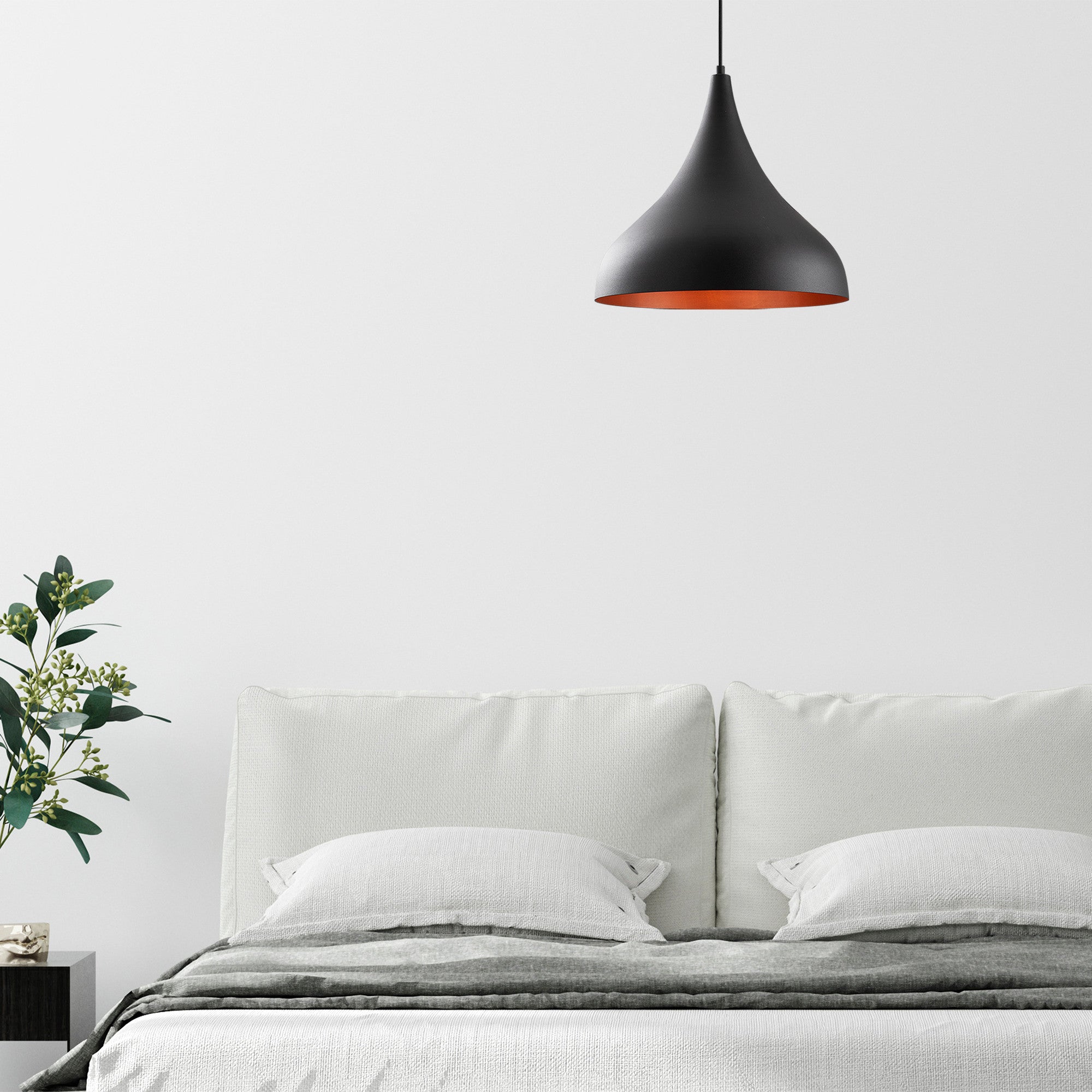 Candeeiro de Teto preto moderno, 41 cm de diâmetro, 133 cm de altura | Corpo de metal, soquete E27, 40 W máx. | Design industrial e escandinavo elegante para decoração de casa