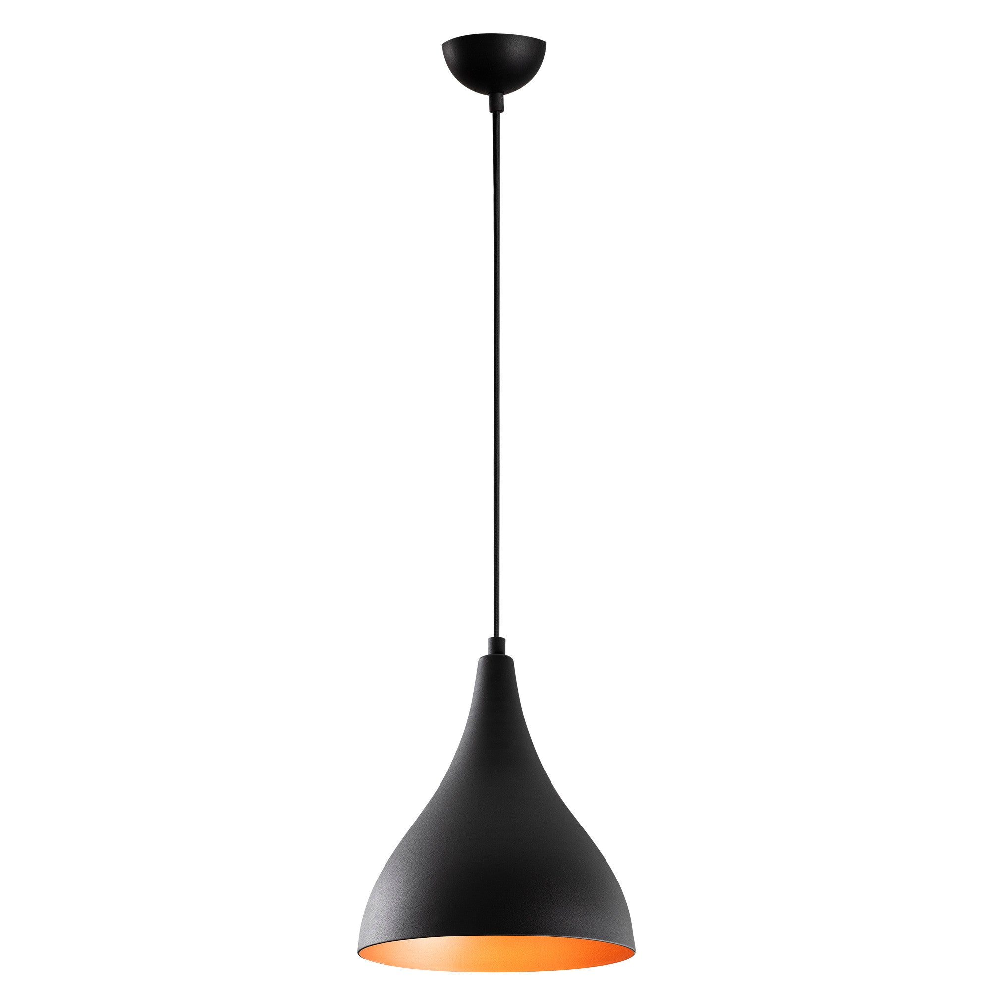 Candeeiro de Teto preto moderno, 22 cm de diâmetro, 122 cm de altura | Corpo de ferro, soquete E27, 40 W máx. | Design industrial e escandinavo elegante para decoração de casa