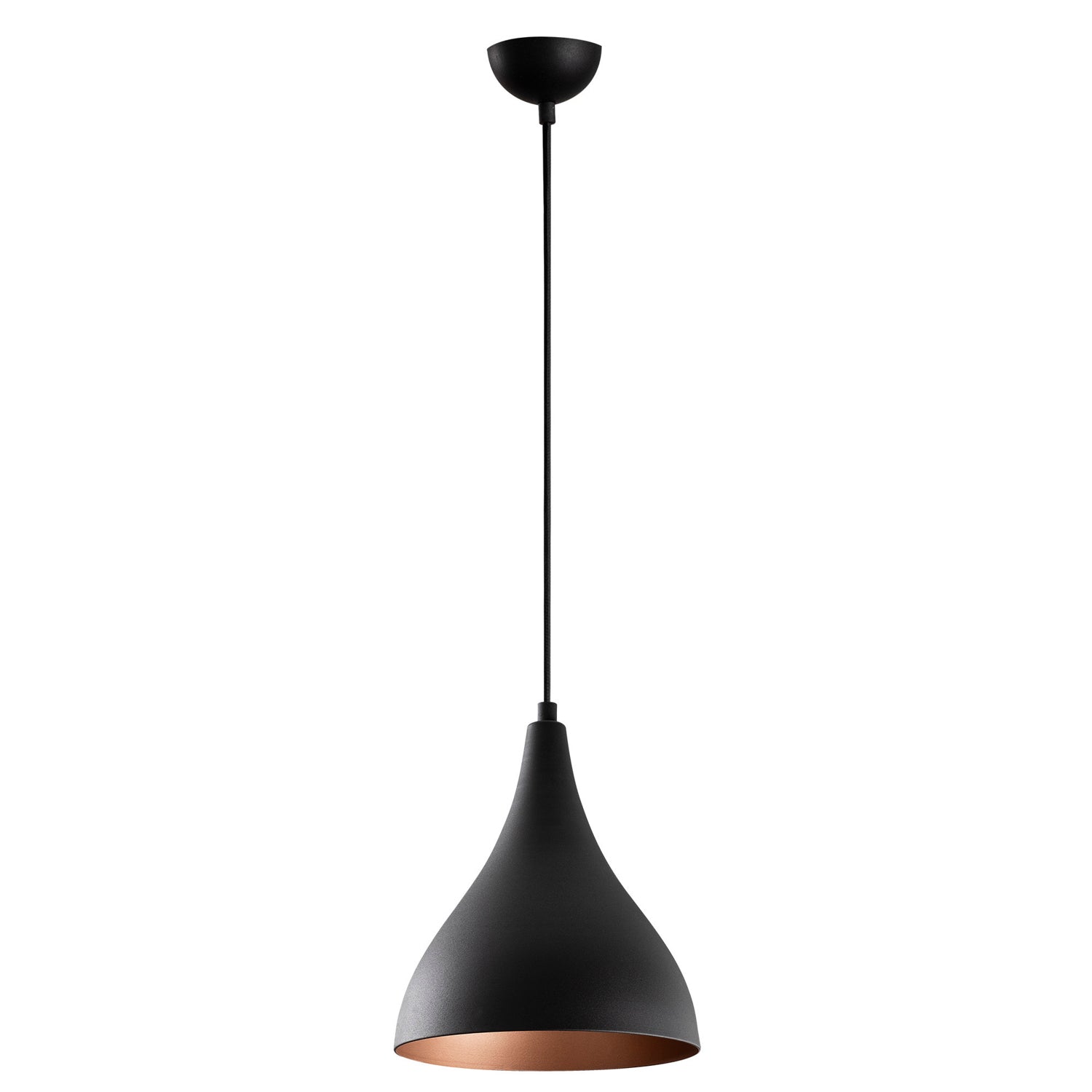 Candeeiro de Teto preto moderno, 22 cm de diâmetro, 122 cm de altura | Corpo de ferro, soquete E27, 40 W máx. | Design industrial e escandinavo elegante para decoração de casa