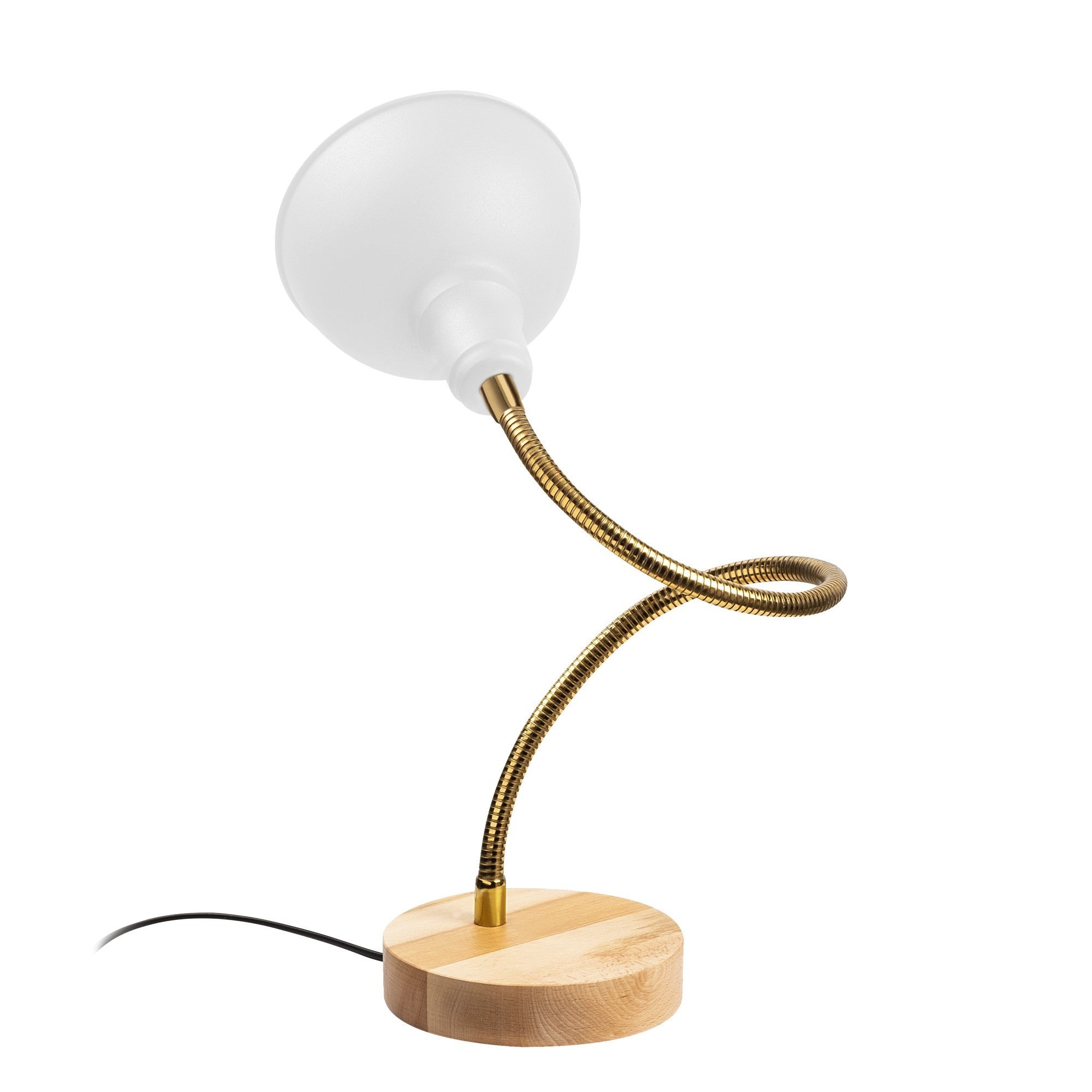 Candeeiro de Mesa Moderna com Corpo de Metal e Base de Madeira, 52 cm de Altura, 16 cm de Diâmetro, Soquete E27, Cor Branca | Design Elegante, Glamouroso e Escandinavo para Decoração de Casa
