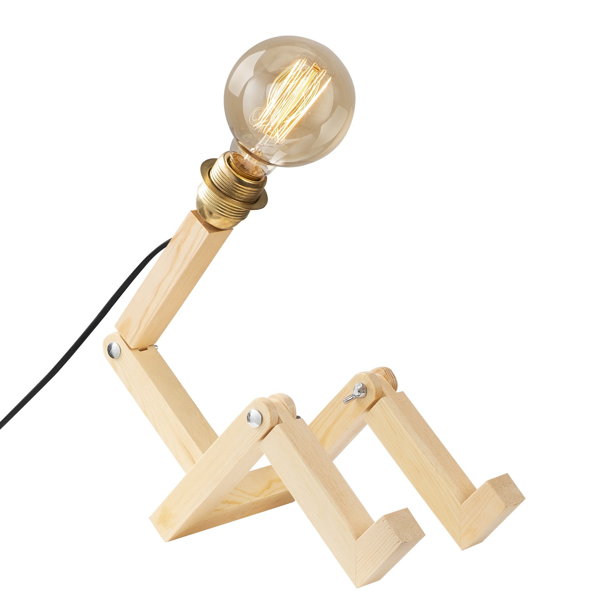 Candeeiro de Mesa Rústica Moderna, Corpo em Carpa, 15 x 17 x 48 cm | Soquete E27, Máx. 40 W, Cabo de 200 cm | Cor Natural, Perfeita para Decoração de Cabanas e Lodges