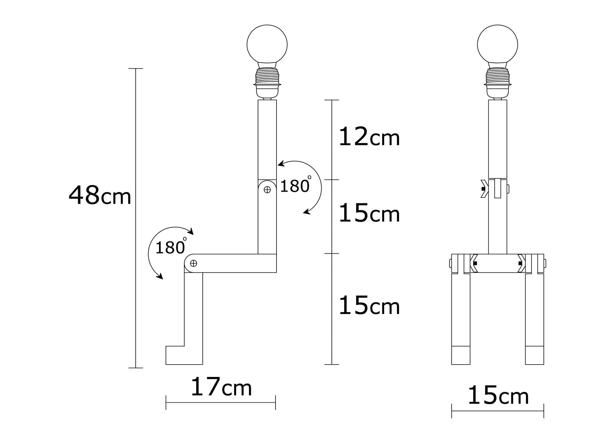 Candeeiro de Mesa Rústica Moderna, Corpo em Carpa, 15 x 17 x 48 cm | Soquete E27, Máx. 40 W, Cabo de 200 cm | Cor Natural, Perfeita para Decoração de Cabanas e Lodges