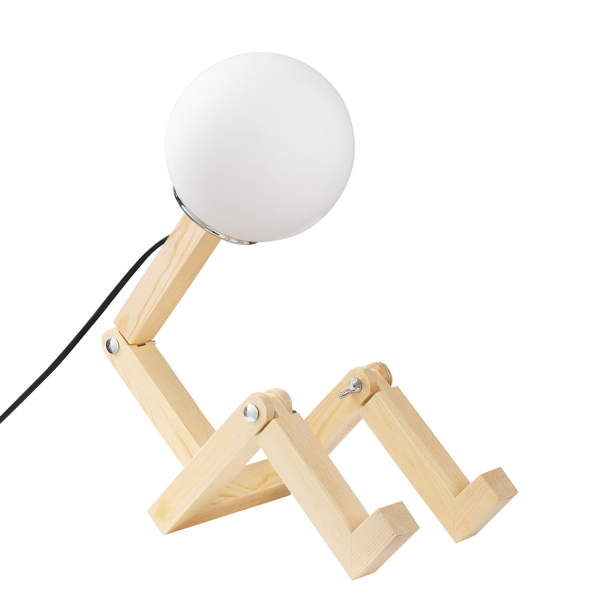 Candeeiro de Mesa Moderna de Madeira, Cor Natural, 15 x 17 x 56 cm | Soquete E27, Máx. 40 W, Cabo de 200 cm | Design de Cabana Rústica, Elegante e Funcional