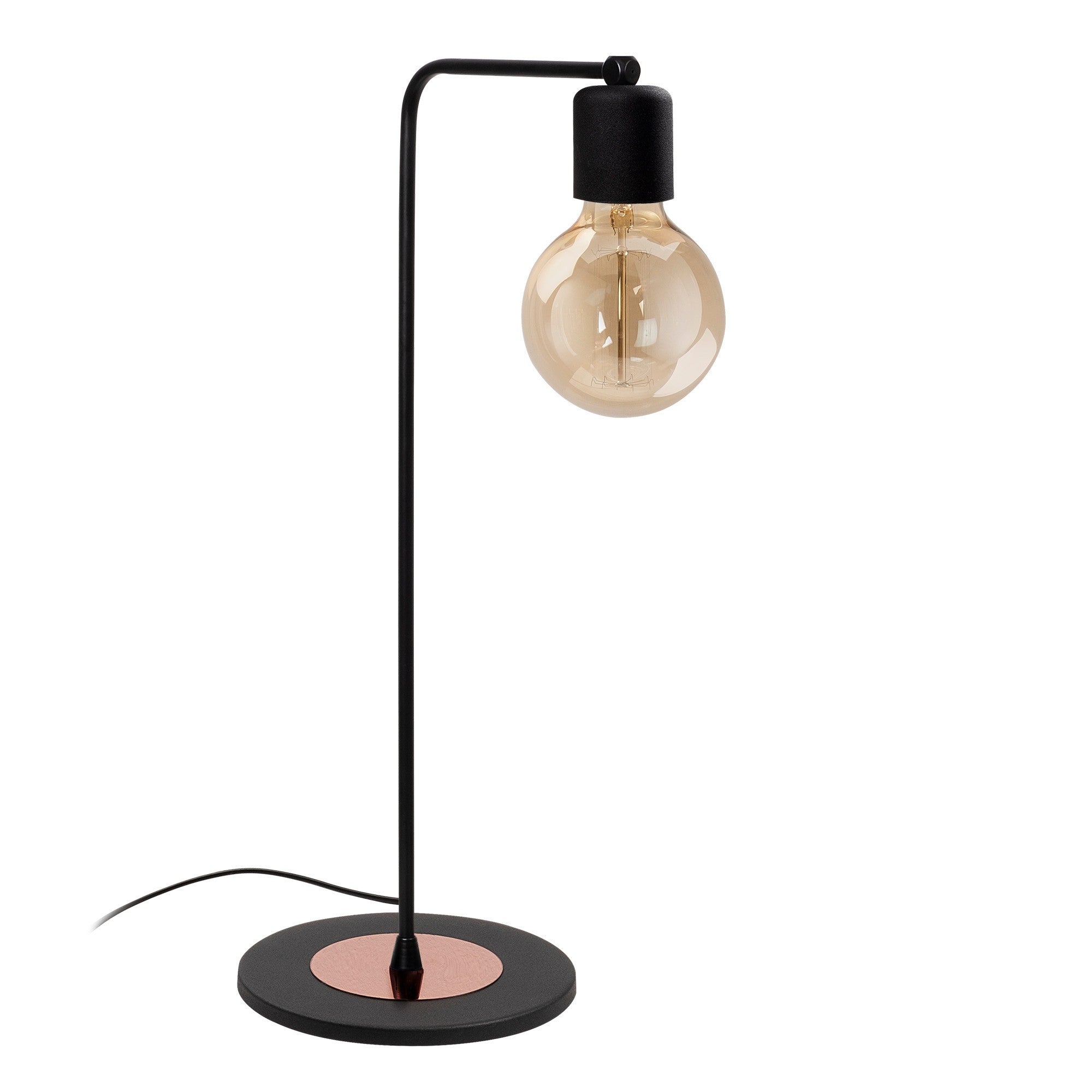 Candeeiro de Mesa Industrial, Preta e Cobre, 52 cm de Altura, 17 cm de Diâmetro | Corpo em Metal, Soquete E27, 40 W Máx., Cabo de 200 cm | Iluminação Elegante para Espaços Modernos