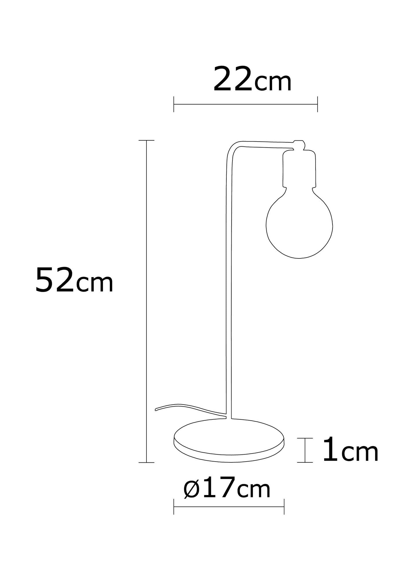 Candeeiro de Mesa Industrial, Preta e Cobre, 52 cm de Altura, 17 cm de Diâmetro | Corpo em Metal, Soquete E27, 40 W Máx., Cabo de 200 cm | Iluminação Elegante para Espaços Modernos