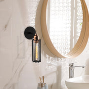 Candeeiro de Parede Preta Moderna, Corpo de Metal, 30 cm de Altura, 8 cm de Diâmetro, Soquete E27, IP20 | Design Industrial Elegante para Decoração de Casa e Hotel