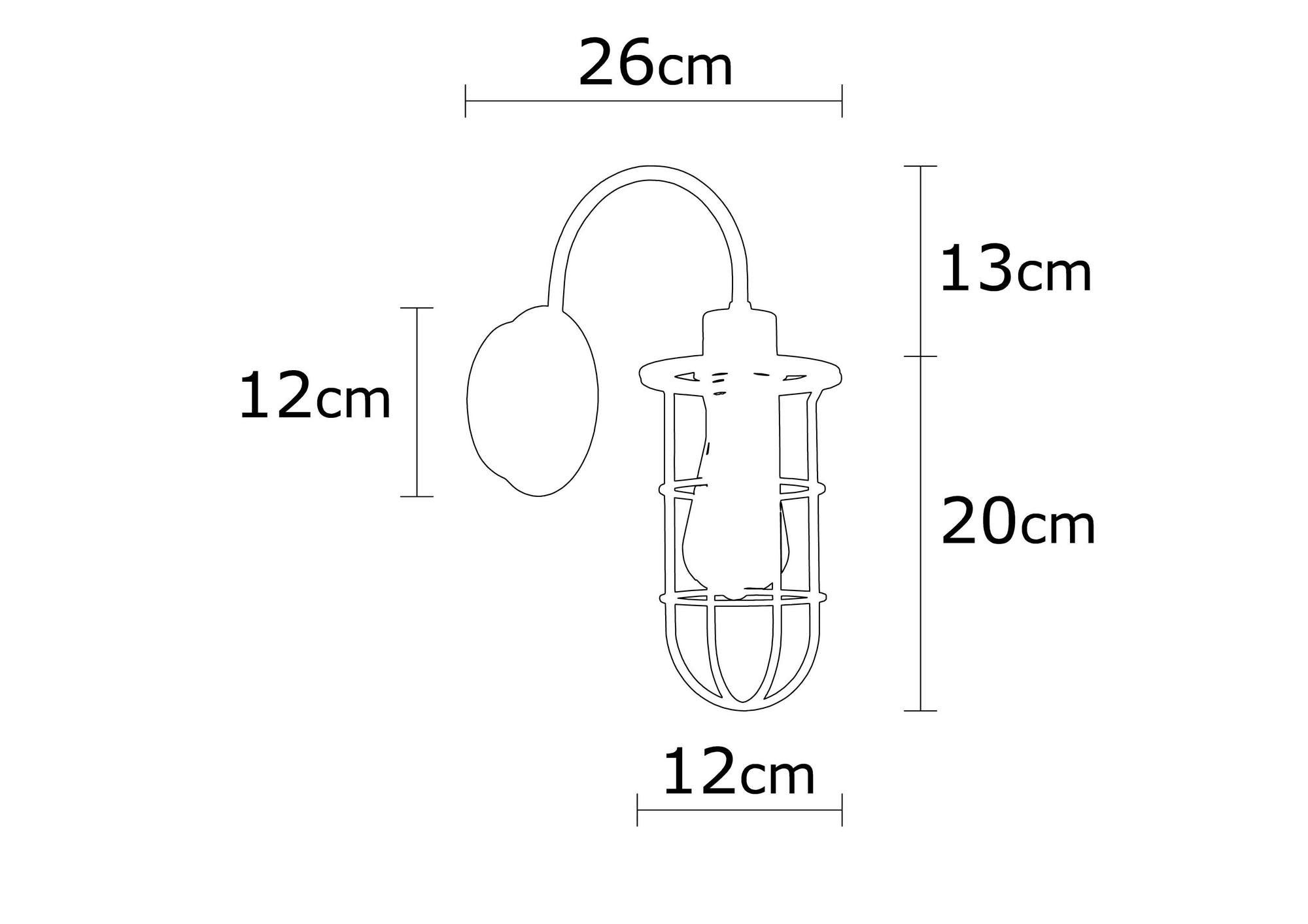 Candeeiro de Parede Industrial Moderna, Preta e Dourada, 12 cm de Diâmetro, 33 cm de Altura | Corpo em Ferro, Soquete E27, Máx. 40 W | Iluminação Elegante para Casa e Escritório