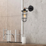 Candeeiro de Parede Industrial Moderna, Preta e Dourada, 12 cm de Diâmetro, 30 cm de Altura | Corpo em Metal, Soquete E27, Máx. 40 W | Iluminação Elegante para Casa e Escritório