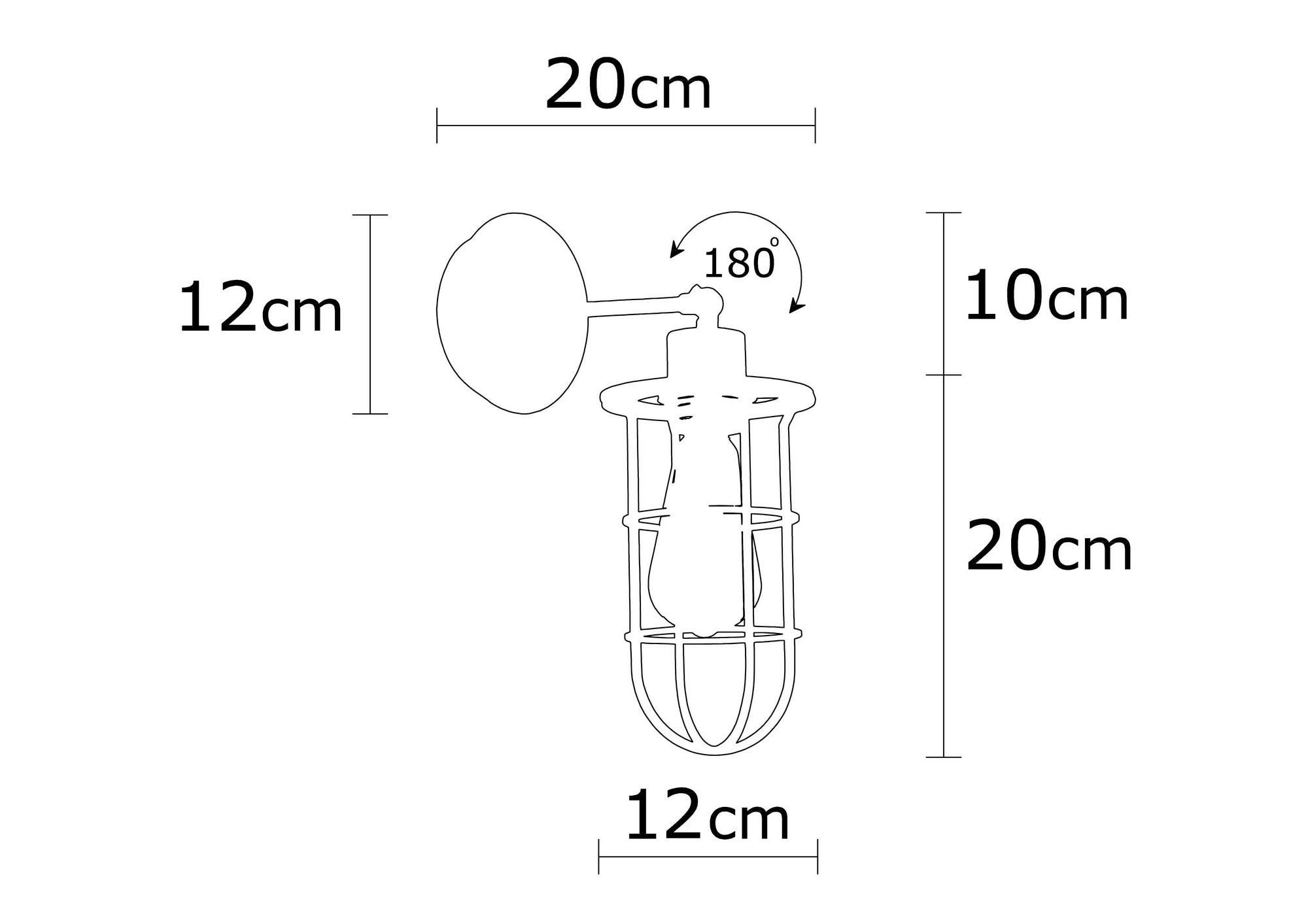 Candeeiro de Parede Industrial Moderna, Preta e Dourada, 12 cm de Diâmetro, 30 cm de Altura | Corpo em Metal, Soquete E27, Máx. 40 W | Iluminação Elegante para Casa e Escritório