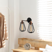 Candeeiro de Parede Industrial, Preto e Bronze, 15 cm de Diâmetro, 32 cm de Altura | Corpo em Metal, 2 x E27 máx. 40 W | Iluminação Elegante para Espaços Modernos, Classificação IP20