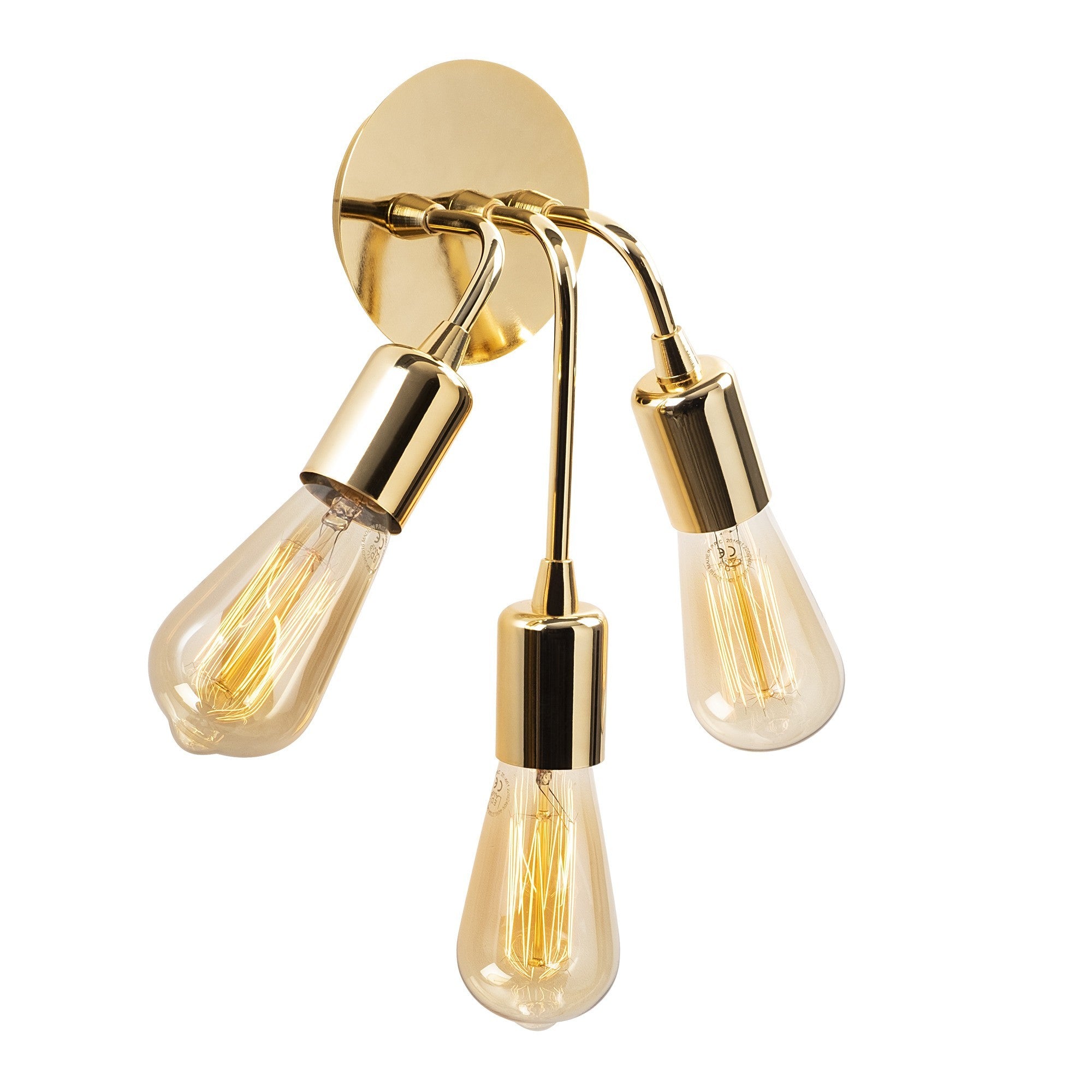 Candeeiro de Parede Elegante Dourada, 22 cm de Diâmetro, 28 cm de Altura | Corpo de Metal, 3 Soquetes E27, Design Moderno | Perfeita para Decoração e Ambiente Glamourosos