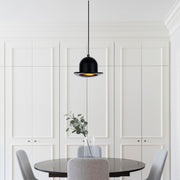 Candeeiro de Teto Preto Moderno, 19 cm de Diâmetro, Altura Ajustável 110 cm, Corpo em Metal, Soquete E27, IP20 | Design Industrial e Escandinavo Elegante para Decoração de Casa