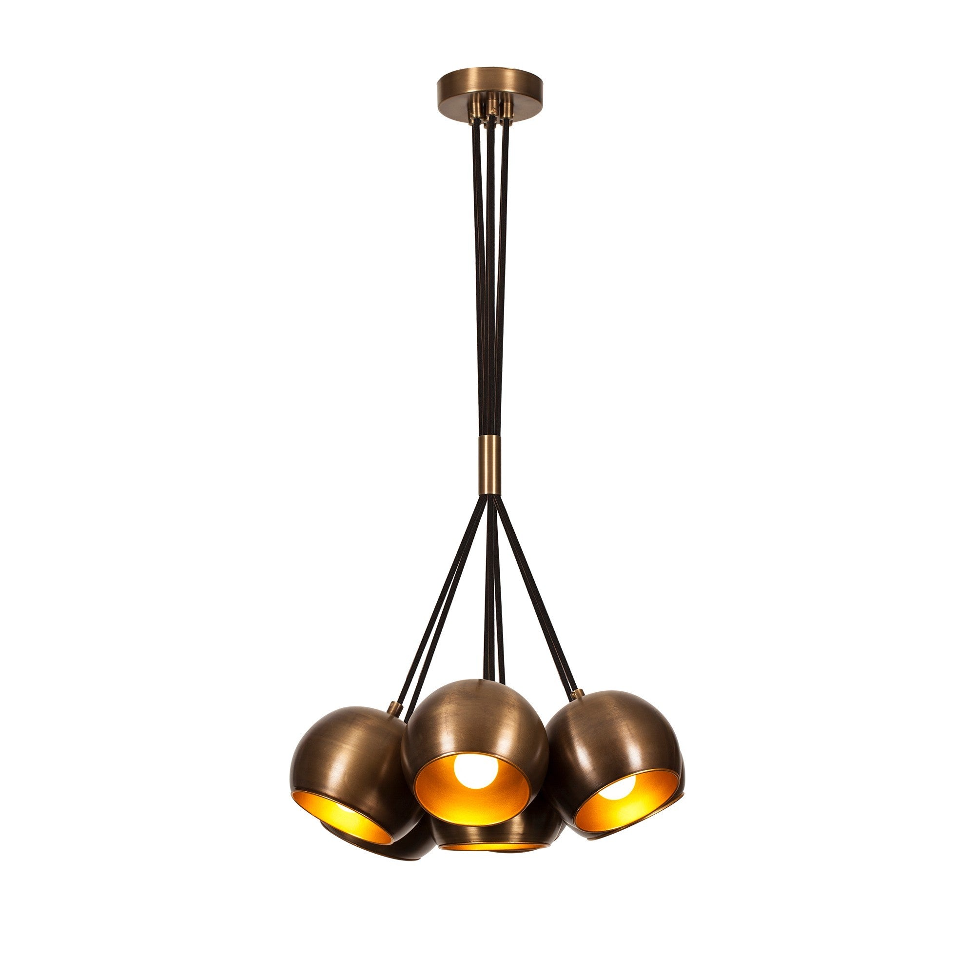 Candeeiro de Teto Vintage de Cobre, 45 cm de Diâmetro, Altura Ajustável, 7 x E27, Máx. 40 W | Design Industrial Moderno, Iluminação Elegante e Glamourosa para Casa