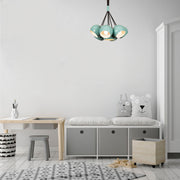 Candeeiro de Teto moderno turquesa e branco, 45 cm de diâmetro, altura ajustável, corpo de metal, 7 soquetes E27, design escandinavo | Iluminação elegante para casa