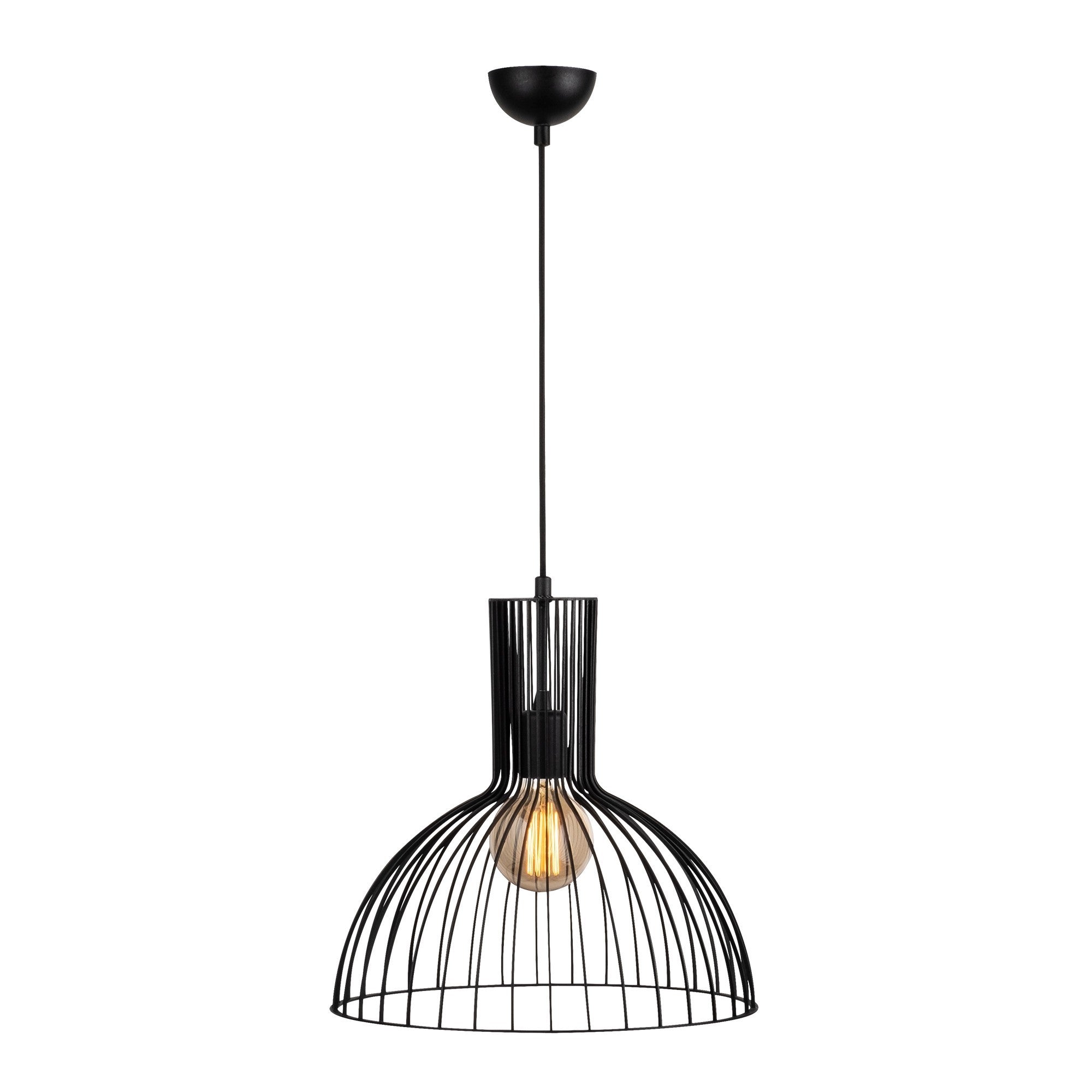 Candeeiro de Teto Preto Moderno, Corpo em Metal, 38 cm de Diâmetro, 136 cm de Altura, Ajustável, Soquete E27, IP20 | Design Industrial Elegante para Casa e Escritório