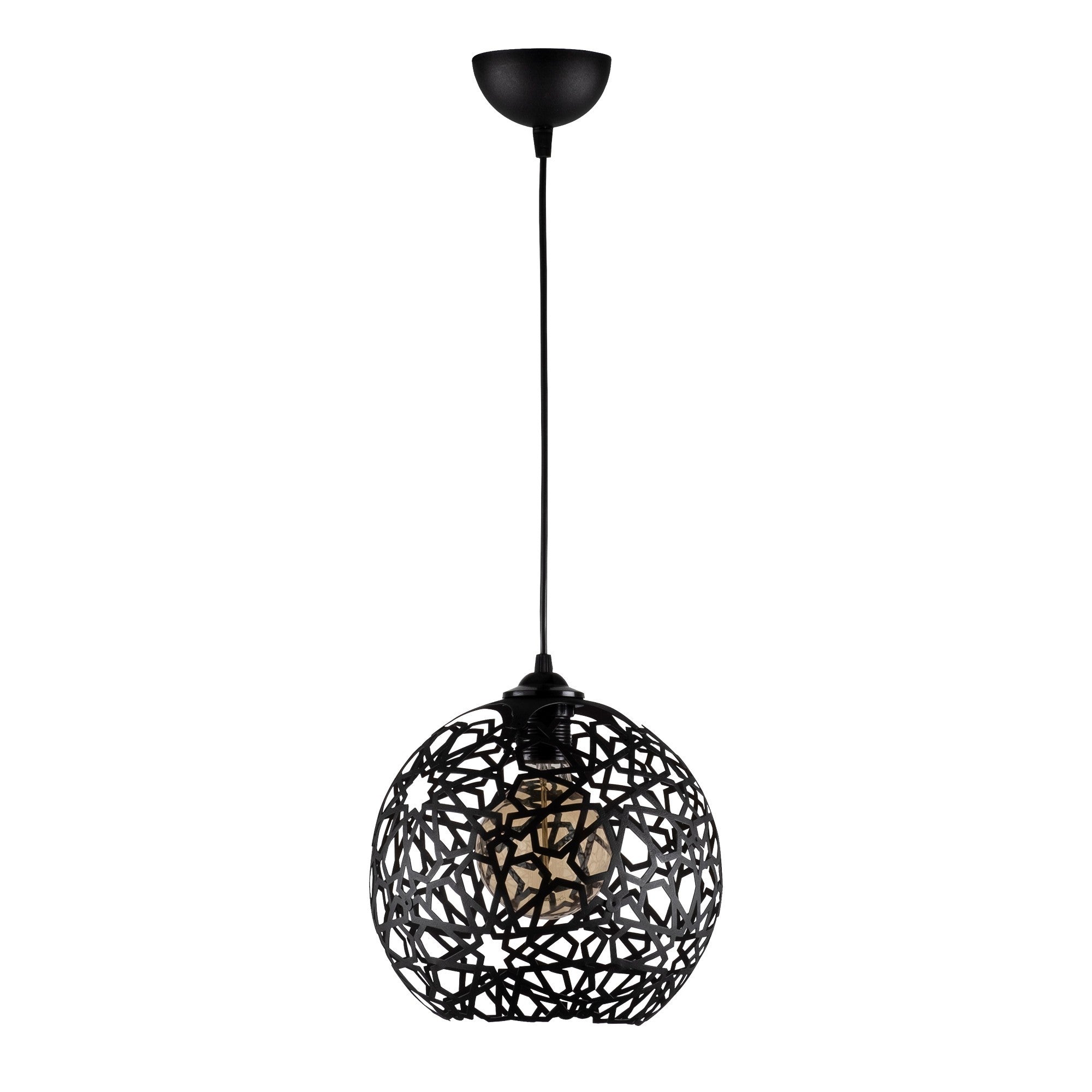 Candeeiro de Teto preto moderno, altura ajustável de 119 cm, diâmetro de 25 cm, corpo de ferro, soquete E27, design elegante para casa e escritório, classificação IP20