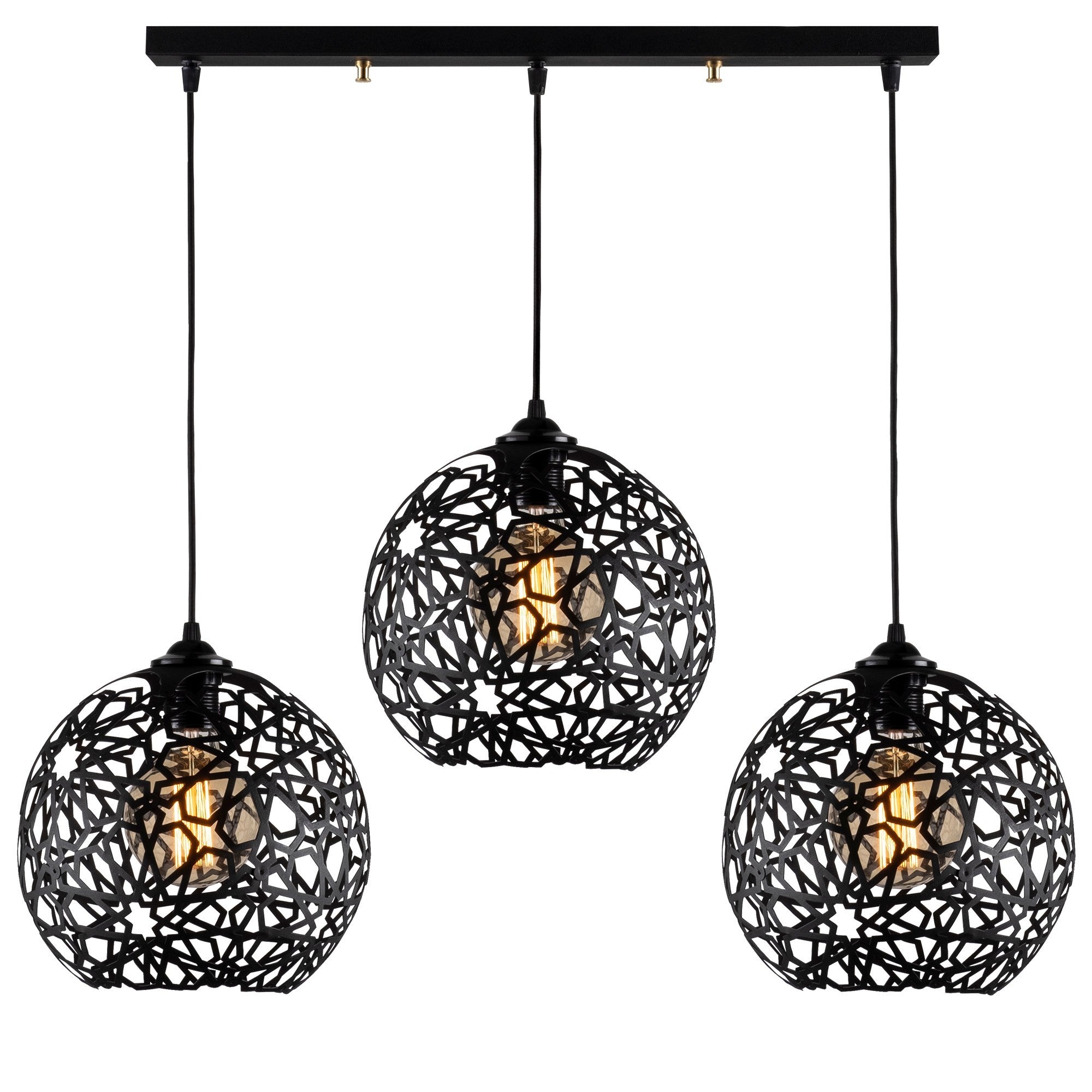 Candeeiro de Teto preto moderno, corpo de metal, 100 x 25 cm, altura ajustável 115 cm, 3 x E27 máx. 40 W, design elegante para casa e escritório, IP20