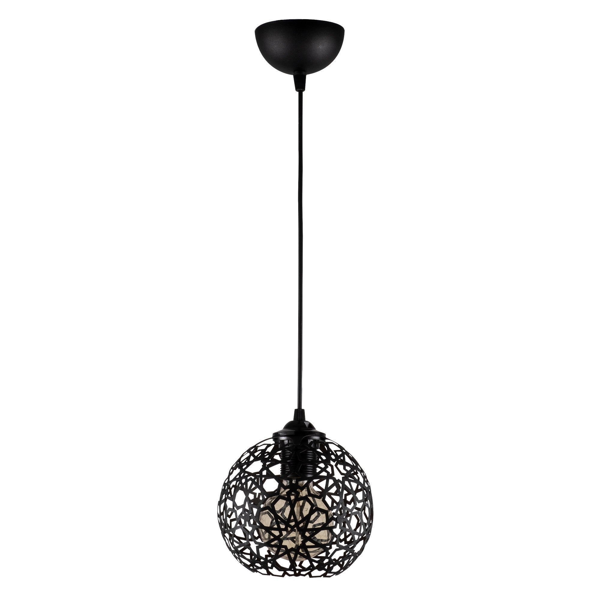 Candeeiro de Teto moderno preto, corpo de metal, 17 cm de diâmetro, 115 cm de altura | Altura ajustável, soquete E27, iluminação elegante para casa e escritório