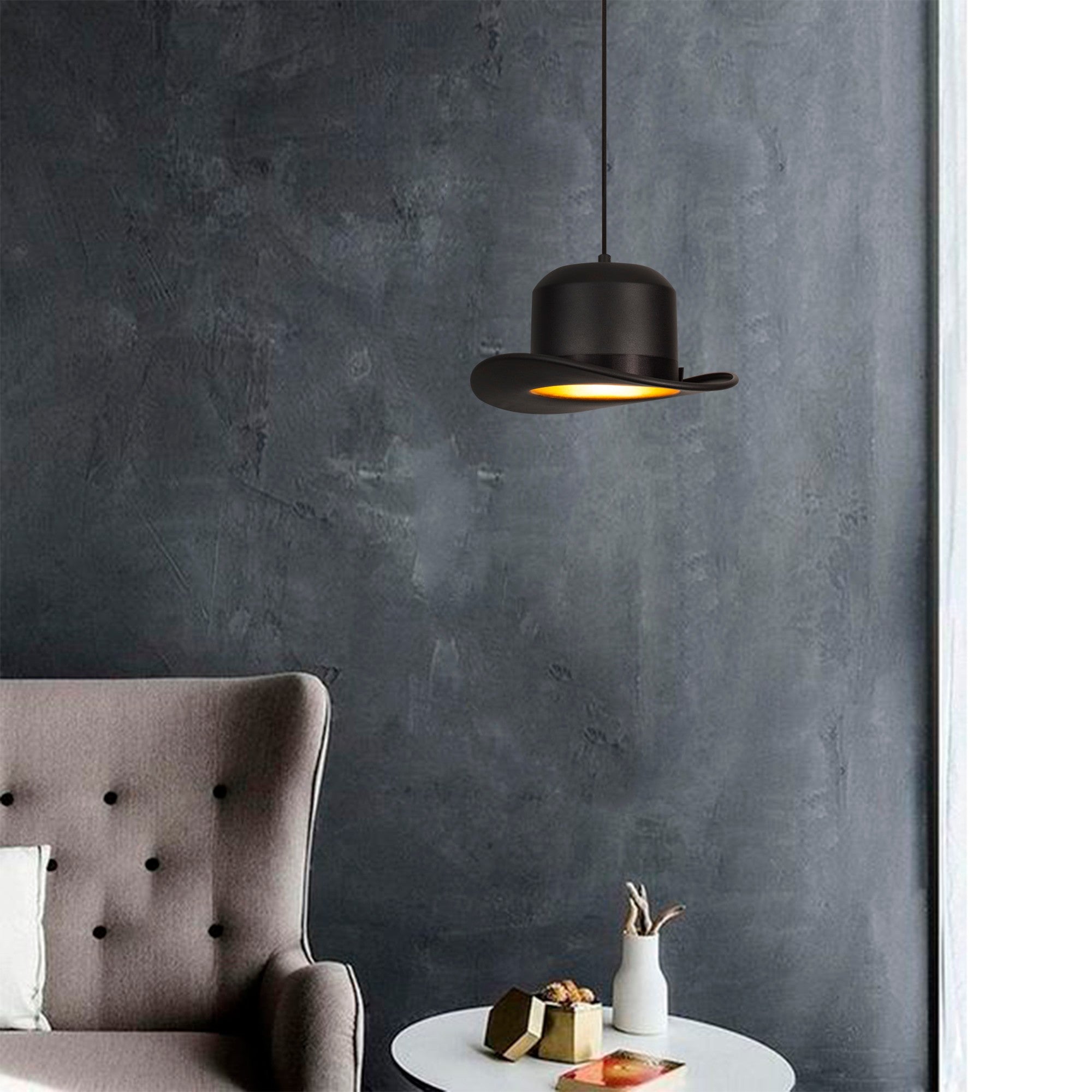 Candeeiro de Teto – 30 cm de diâmetro – Preto – Metal