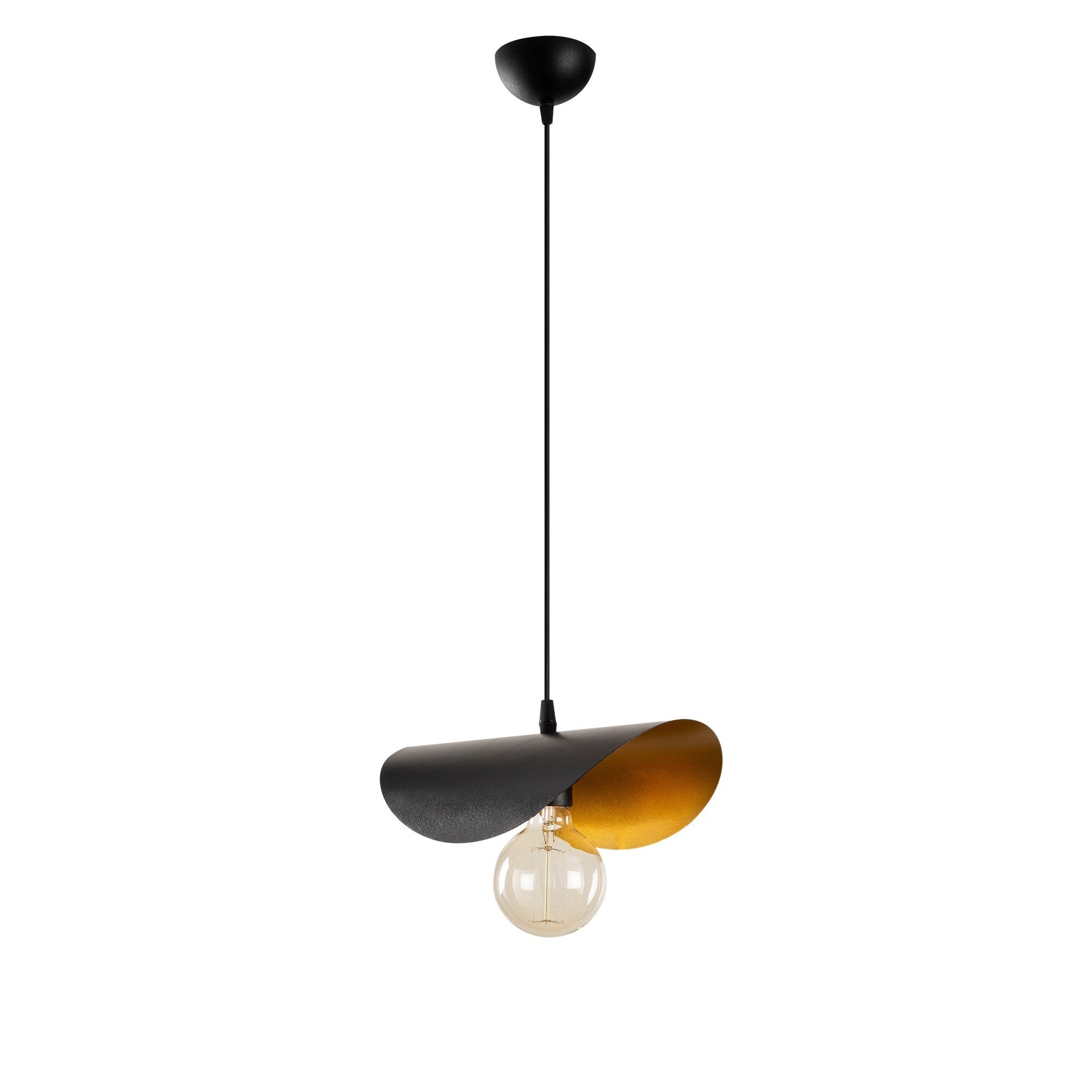 Candeeiro de Teto Industrial Moderno, Preto e Dourado, 30 x 17 cm | Altura: 106 cm, Soquete E27, 40 W máx. | Iluminação Elegante para Casa e Escritório