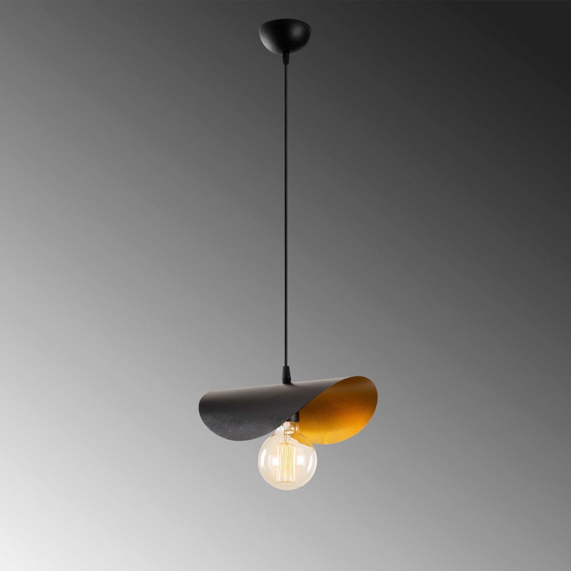 Candeeiro de Teto Industrial Moderno, Preto e Dourado, 30 x 17 cm | Altura: 106 cm, Soquete E27, 40 W máx. | Iluminação Elegante para Casa e Escritório