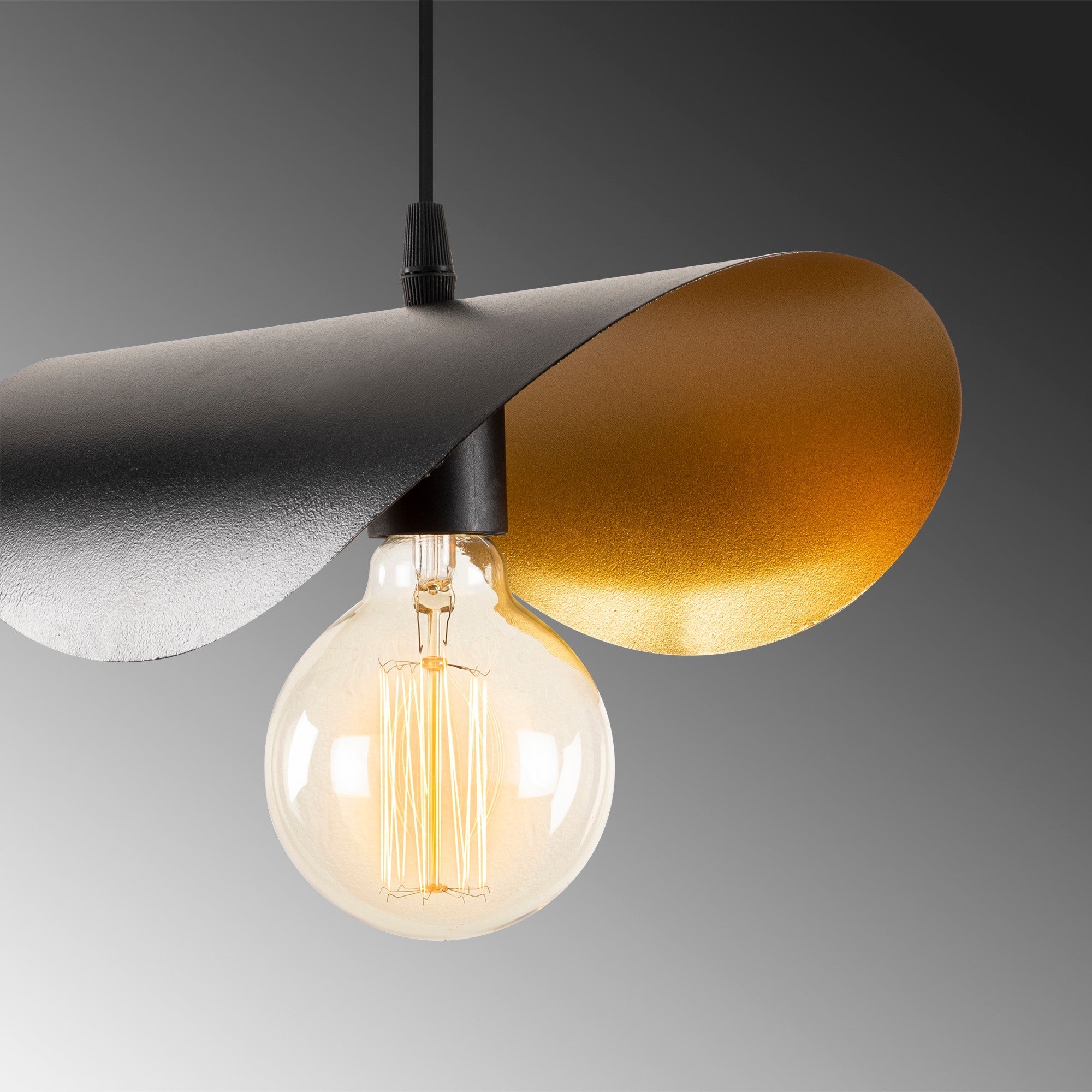 Candeeiro de Teto Industrial Moderno, Preto e Dourado, 30 x 17 cm | Altura: 106 cm, Soquete E27, 40 W máx. | Iluminação Elegante para Casa e Escritório
