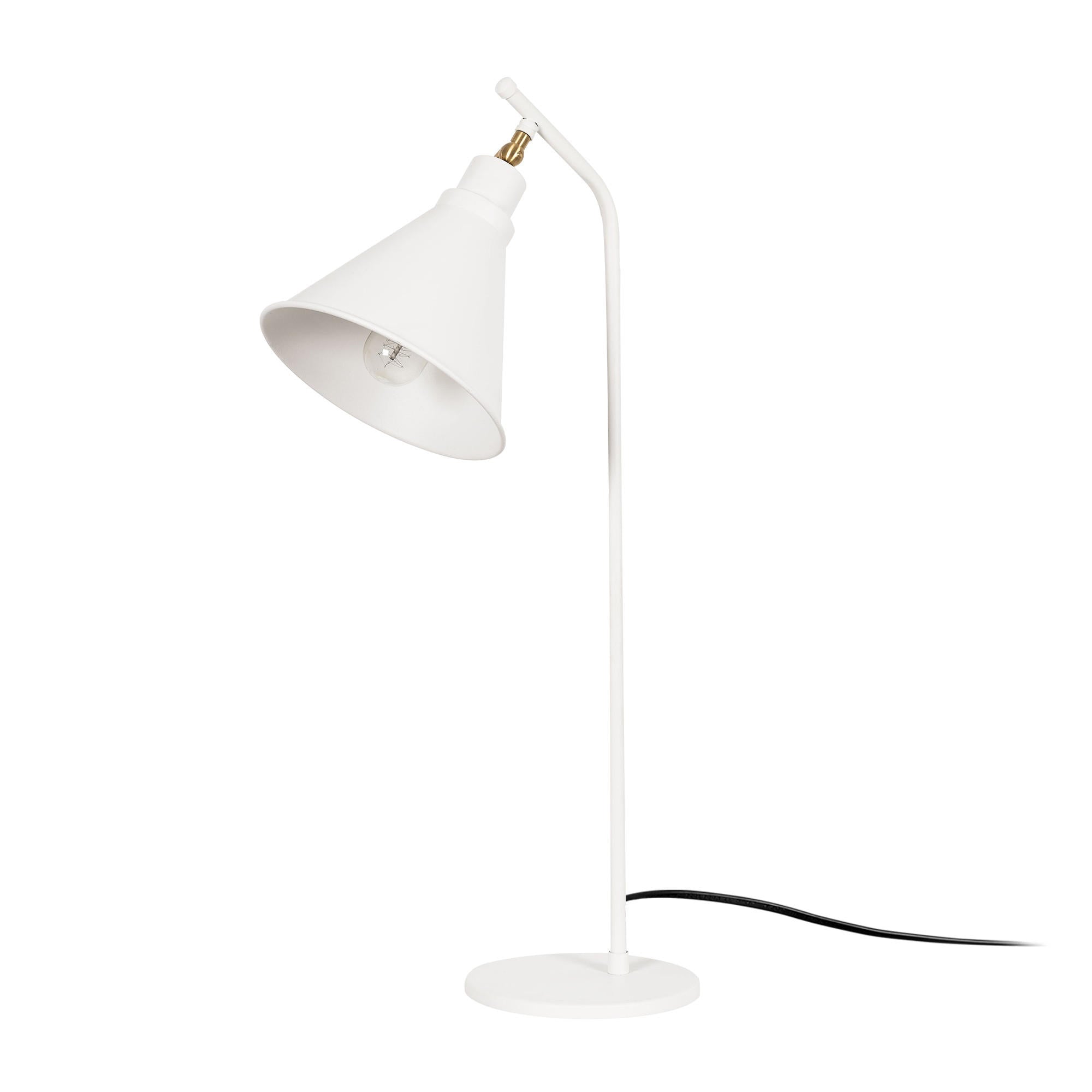 Candeeiro de Mesa Branca Moderna, Corpo de Metal, 50 cm de Altura, 28 cm de Diâmetro, Soquete E27, Cabo de 200 cm | Design Escandinavo Elegante para Casa e Escritório