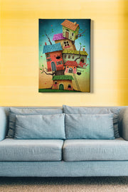 Impressionante pintura decorativa em tela, 50 x 70 cm | 100% tela, moldura de madeira com 3 cm de espessura | Perfeito para amantes de decoração e arte, artista anônimo