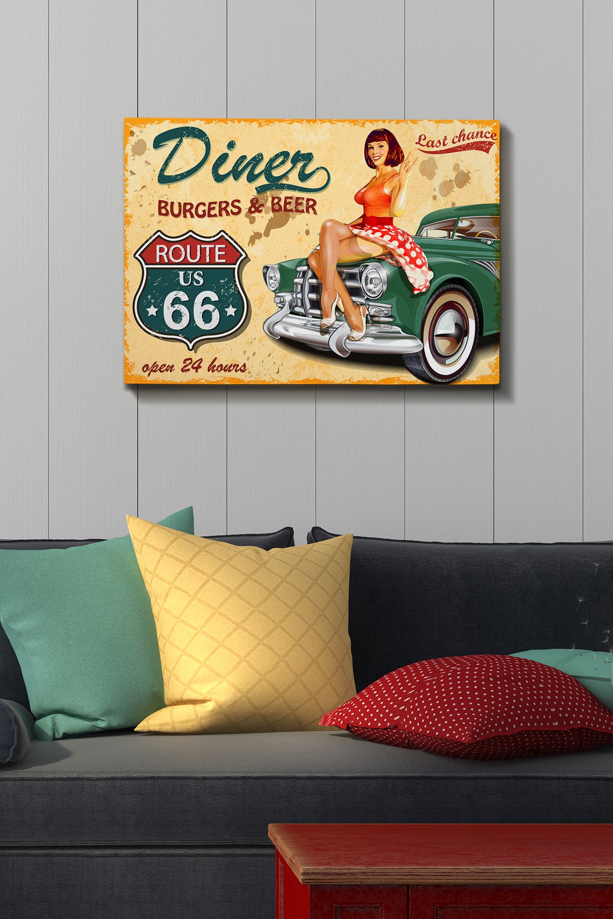 Impressionante pintura decorativa em tela, 50 x 70 cm | 100% tela, 100% moldura de madeira (3 cm de espessura) | Perfeita para amantes de decoração e arte