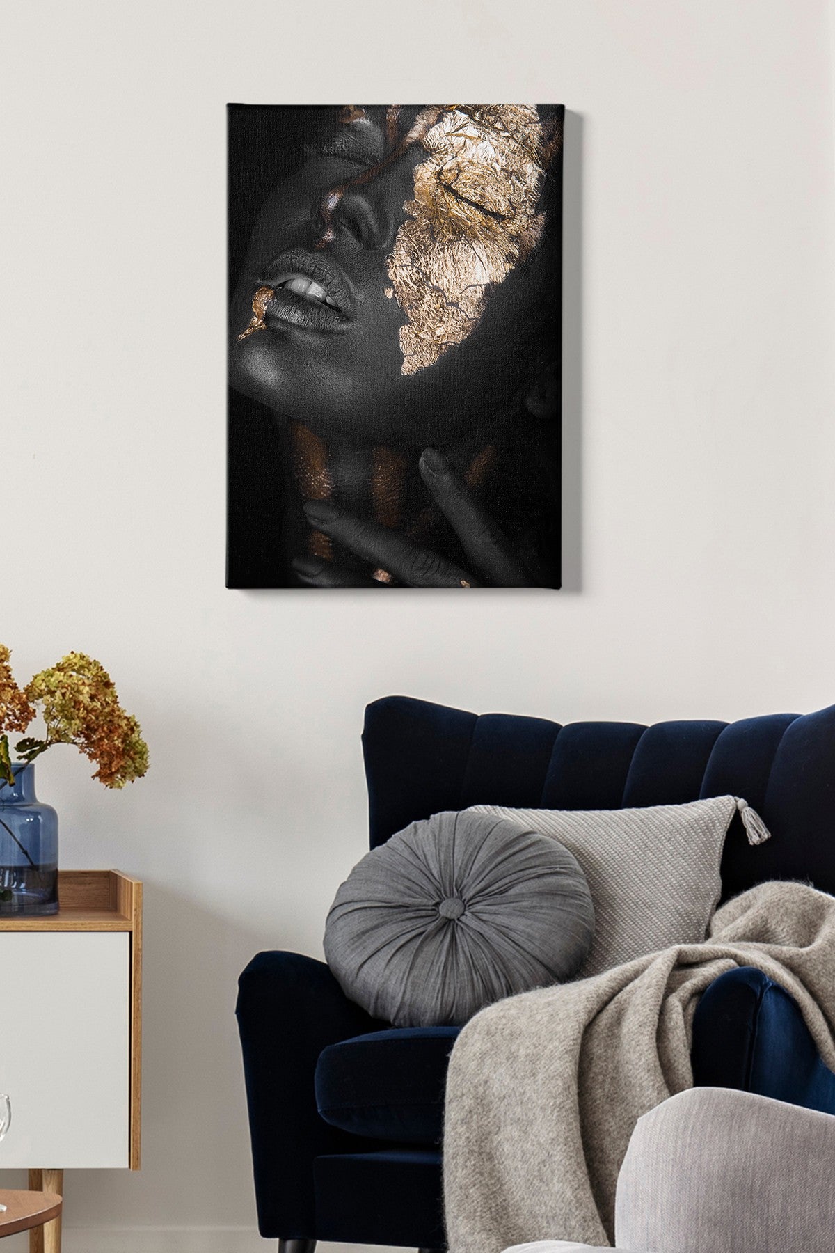 Impressionante pintura decorativa em tela, 50 x 70 cm | 100% tela, moldura de madeira com 3 cm de espessura | Perfeito para amantes de decoração e arte, artista anônimo