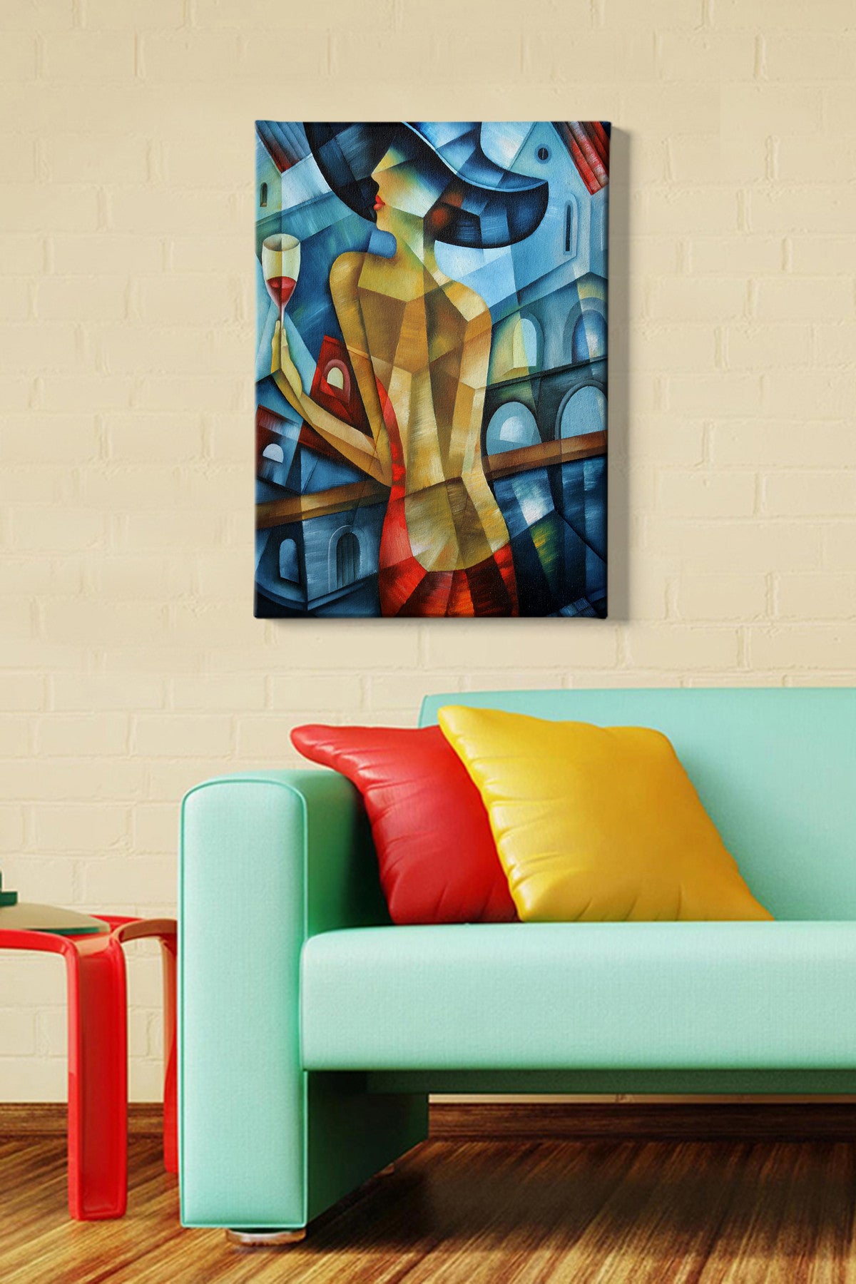 Impressionante pintura decorativa em tela, 50 x 70 cm | 100% tela, 100% moldura de madeira (3 cm de espessura) | Perfeita para amantes de decoração e arte