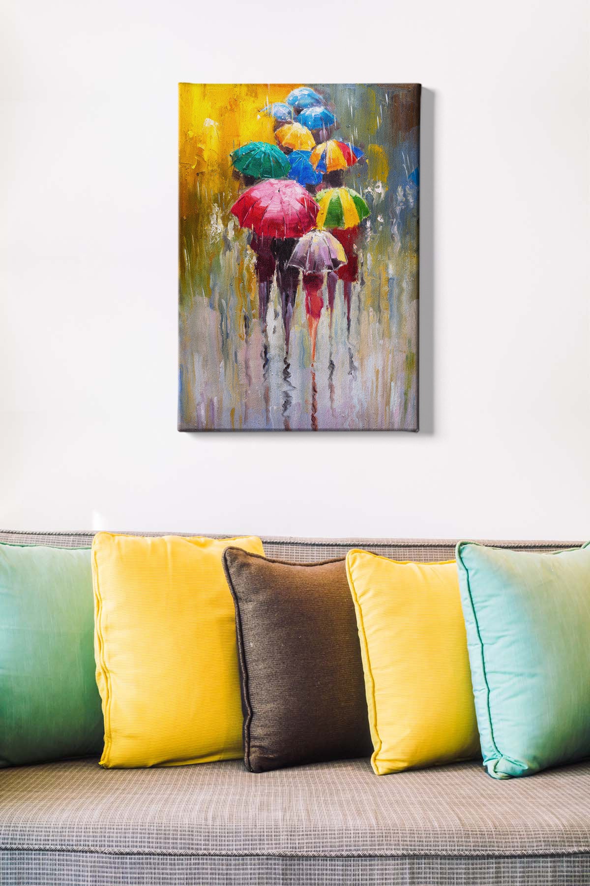 Impressionante pintura decorativa em tela, 50 x 70 cm | 100% tela, moldura de madeira com 3 cm de espessura | Perfeito para amantes de decoração e arte, artista anônimo
