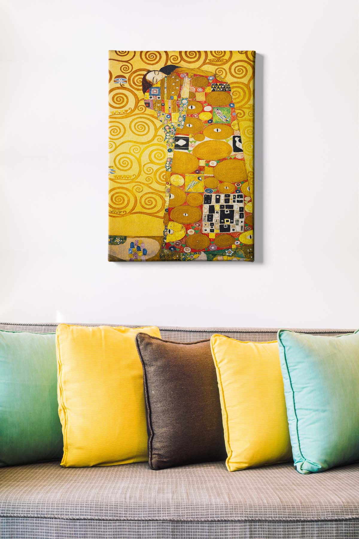 Elegante pintura decorativa em tela de Gustav Klimt, 50 x 70 cm | 100% tela, moldura 100% madeira (3 cm de espessura) | Perfeito para amantes de decoração e arte